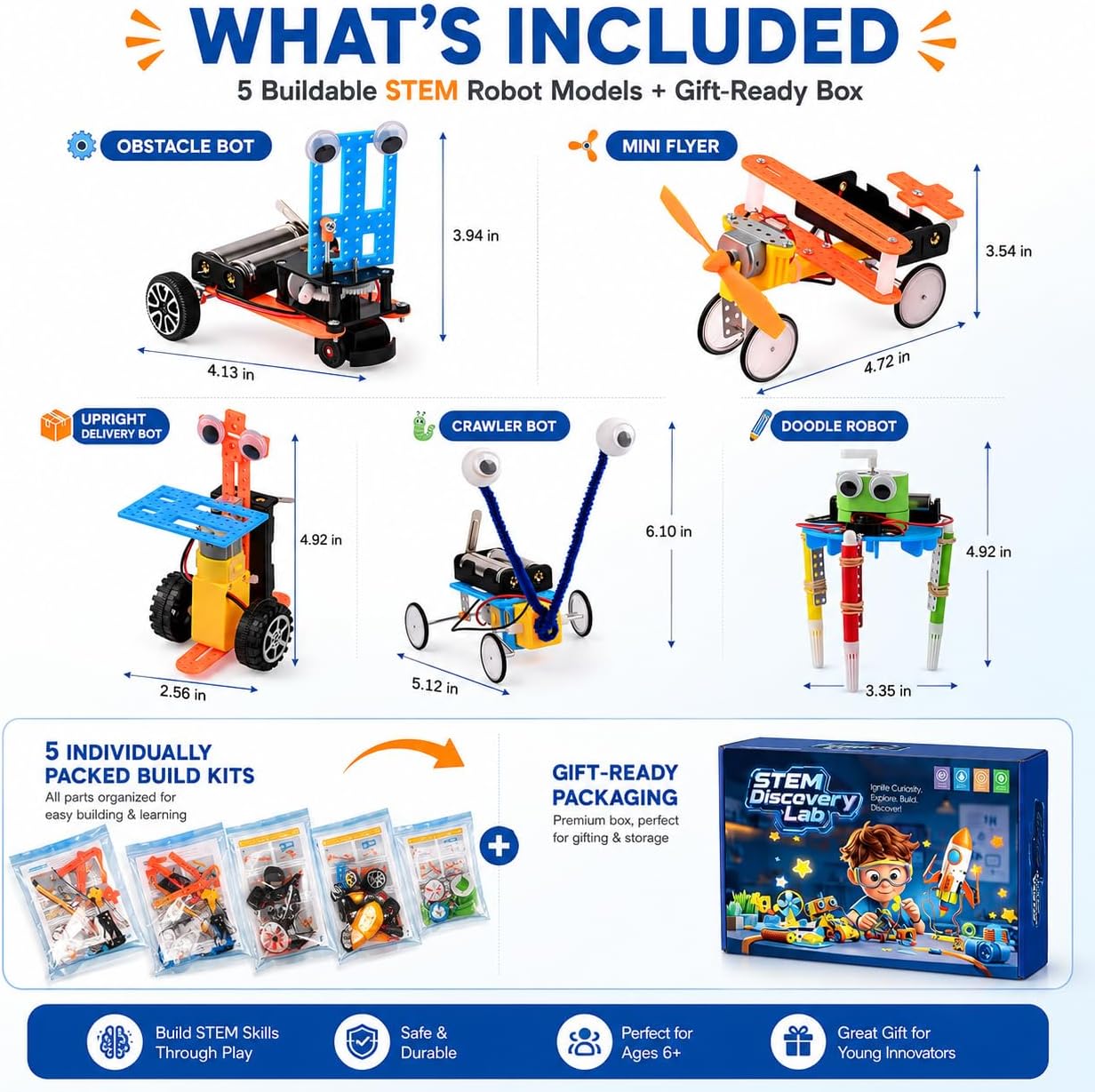STEM Kits for Kids Ages 6-12, 5-in-1 Robot Building Science Kit for Boys Girls, DIY Robotics Engineering Projects, Educational STEM Toys, Birthday for Kids Age 6 7 8 9 10 11 12 - Image 3