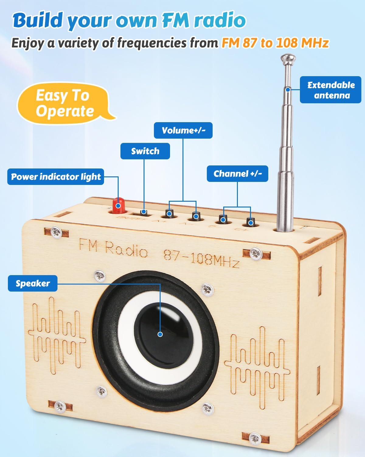 Poraxy Science Kits for Kids Age 8-12 12-14, STEM Kits 8-10, Build Your Own FM Radio Kit, Electronic DIY Experiment Engineering Building Project, Toys Gifts for Teen Boys Girls 9 11 13 15 16+ - Image 3
