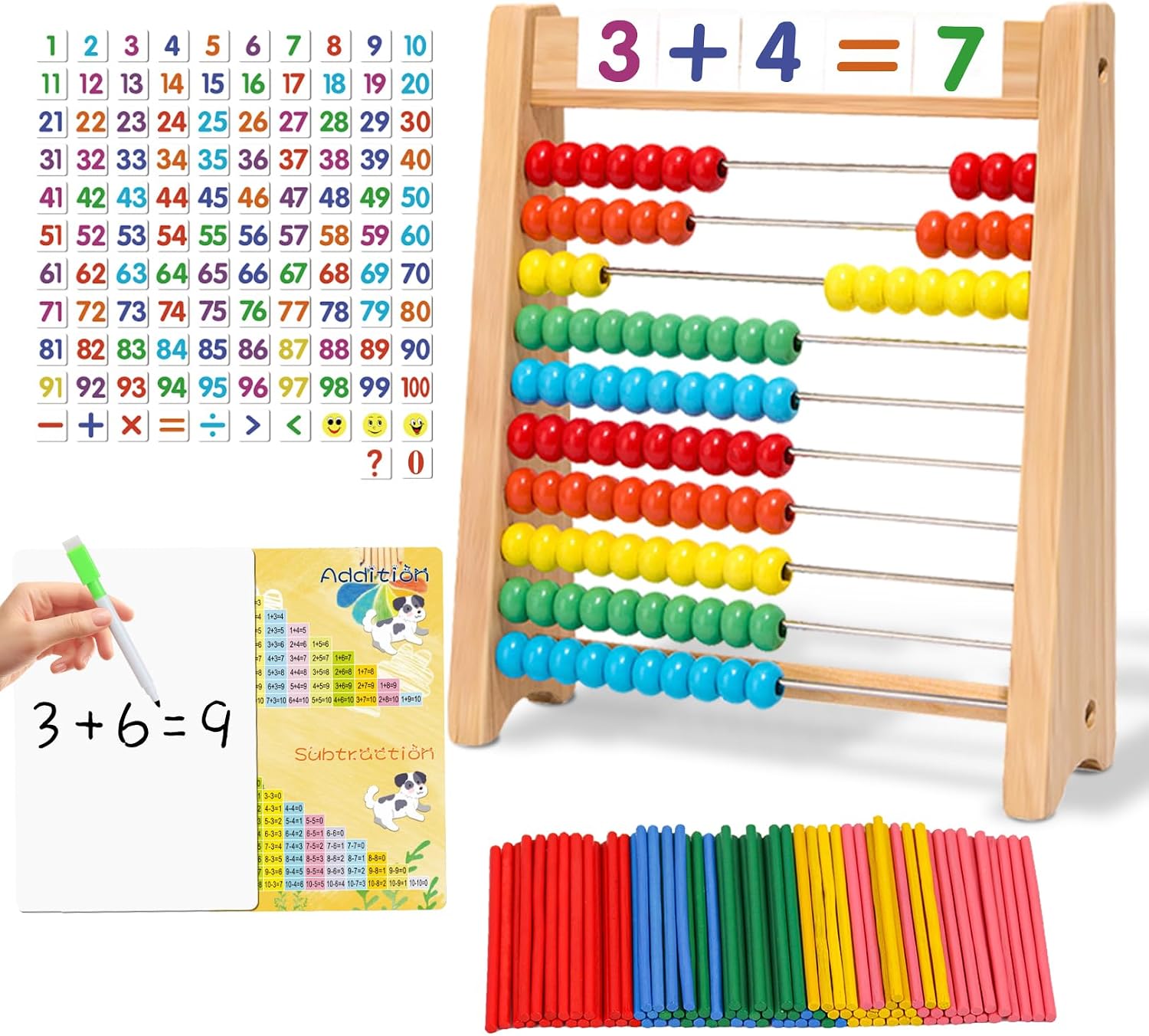 Abacus for Kids Math Wooden Abacus Counting Toy Math Manipulatives