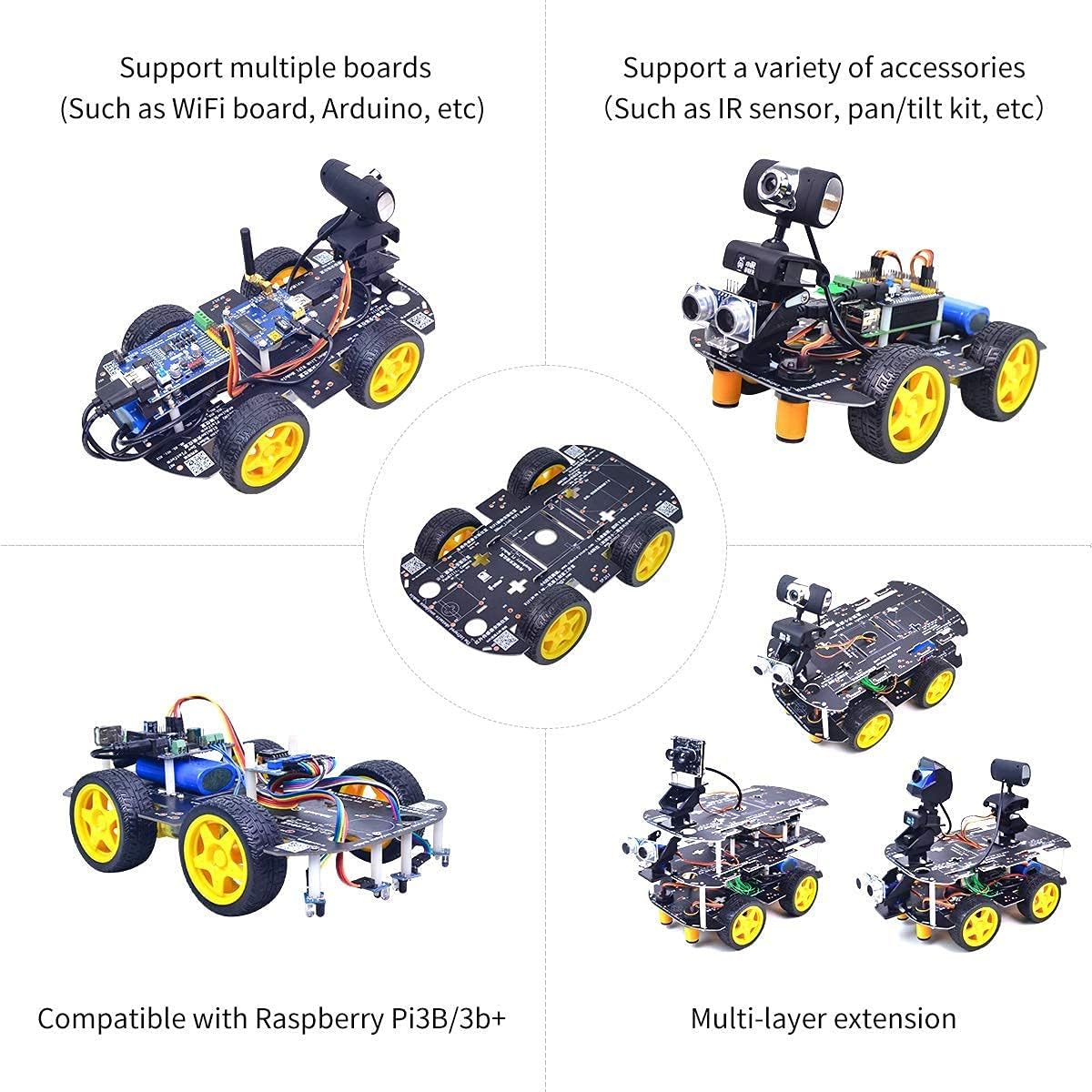 Robot Chassis 4WD Robot Car Smart Chassis Kit with 4 TT Motor for Arduino/Raspberry Pi/Jetson Nano, Smart Robotic Car Chassis DIY Learning Kit - Image 5