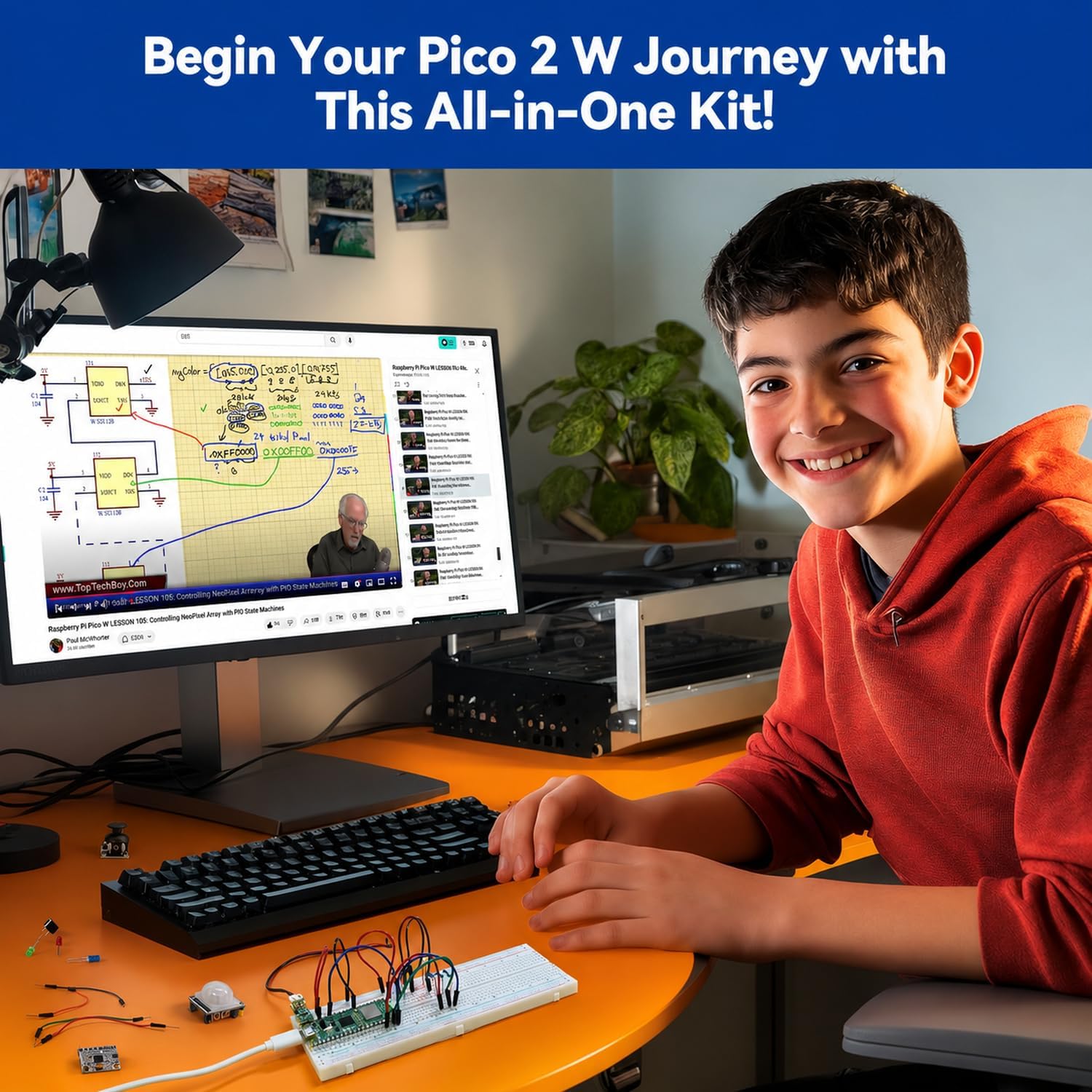 SunFounder Raspberry Pi Pico 2 W Ultimate Starter Kit with 110+Video Courses Online Tutorials, 96 Projects (16 IoT Projects), MicroPython, C++ (Compatible with Arduino IDE) - Image 9