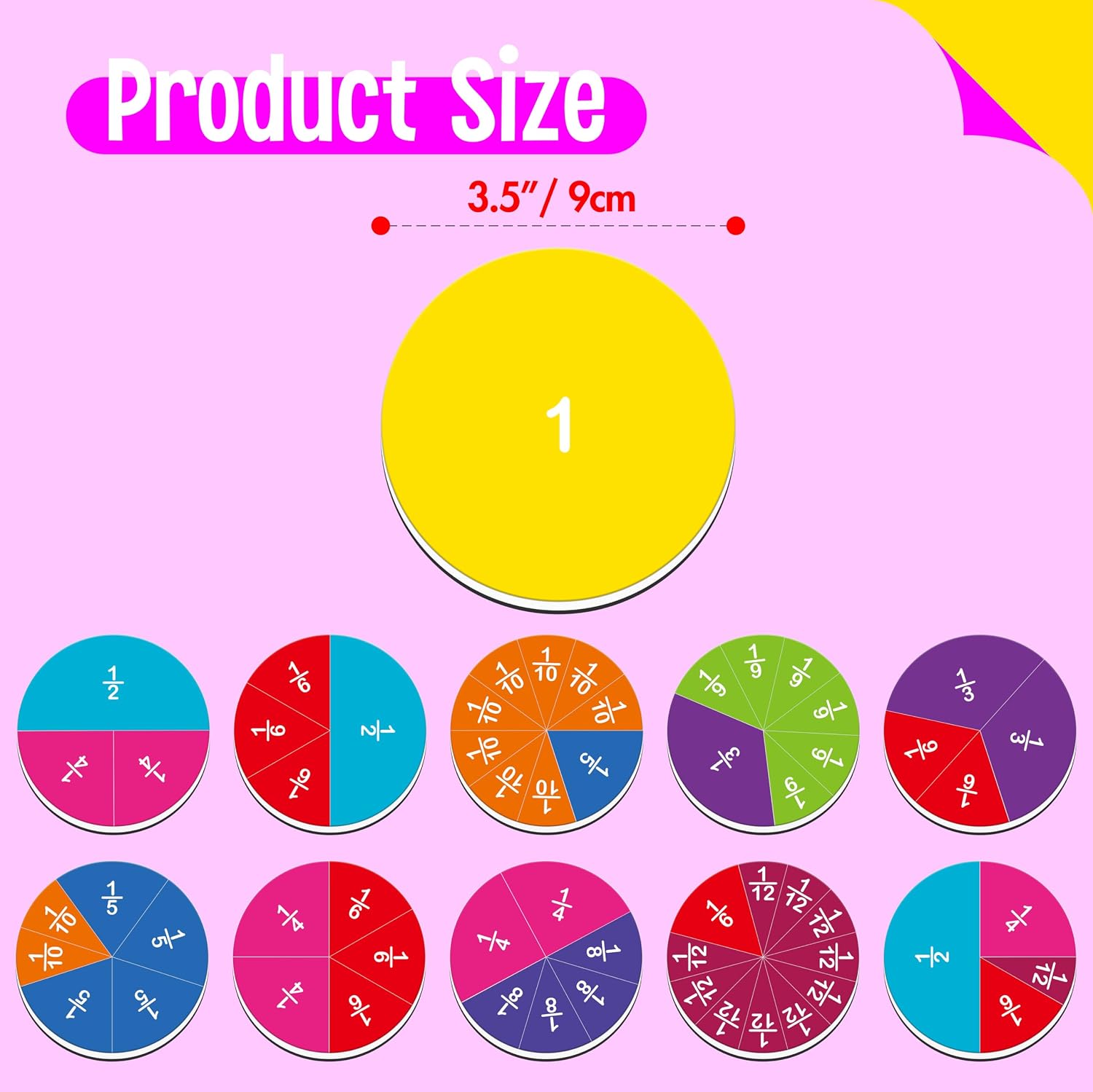SpriteGru 78 PCS Magnetic Fraction Tiles, Educational Math Learning Manipulatives Set for Preschool Elementary School, Fraction Bar Set Educational Learning Tool Kit for Classroom, School Supplies - Image 3