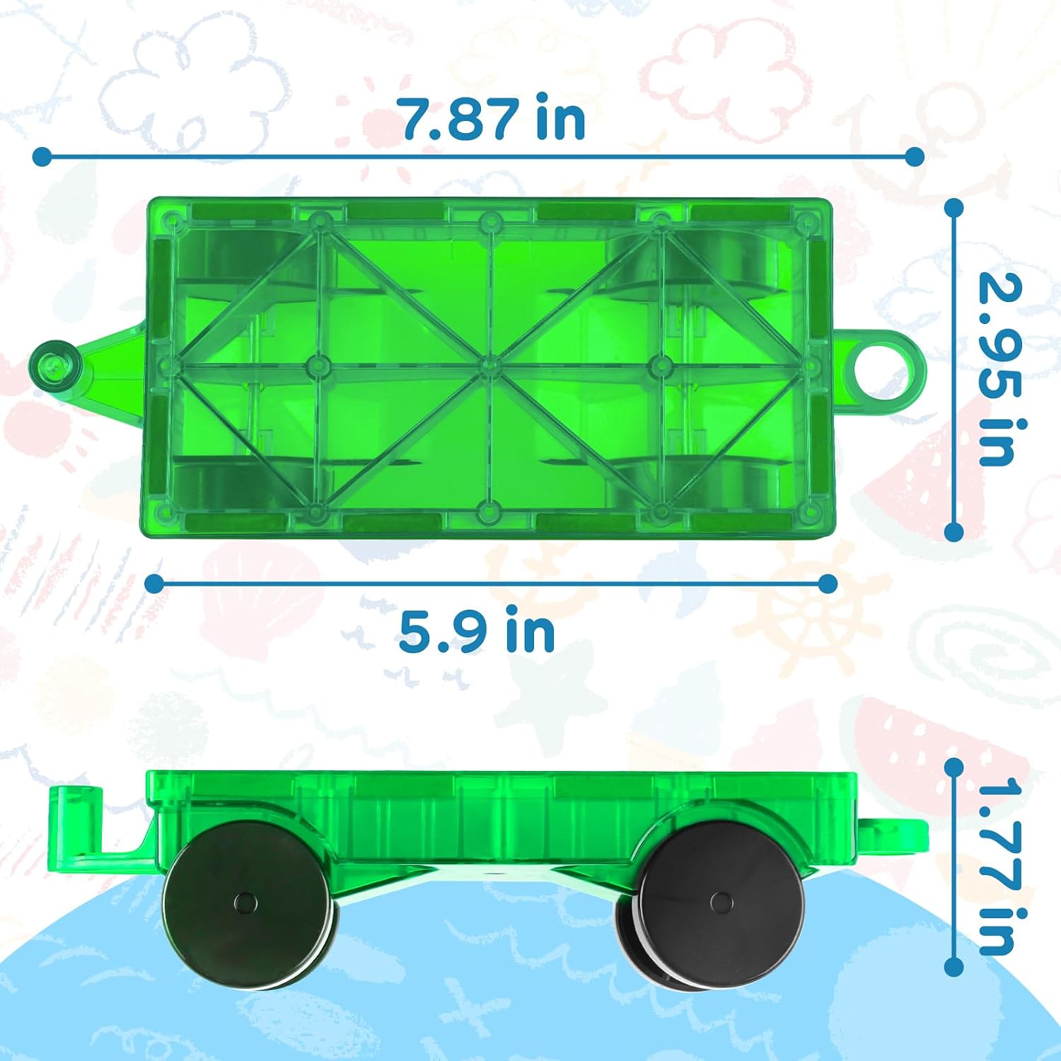 Mruikeny Magnetic Tiles Cars Construction Set - 4 PCS Magnetic Tiles Magnet Bricks Truck Sensory Toys, Educational Magnet Cars Set Building Blocks for 3 4 5 6 7 8+ Year Old Girls Boys - Image 4