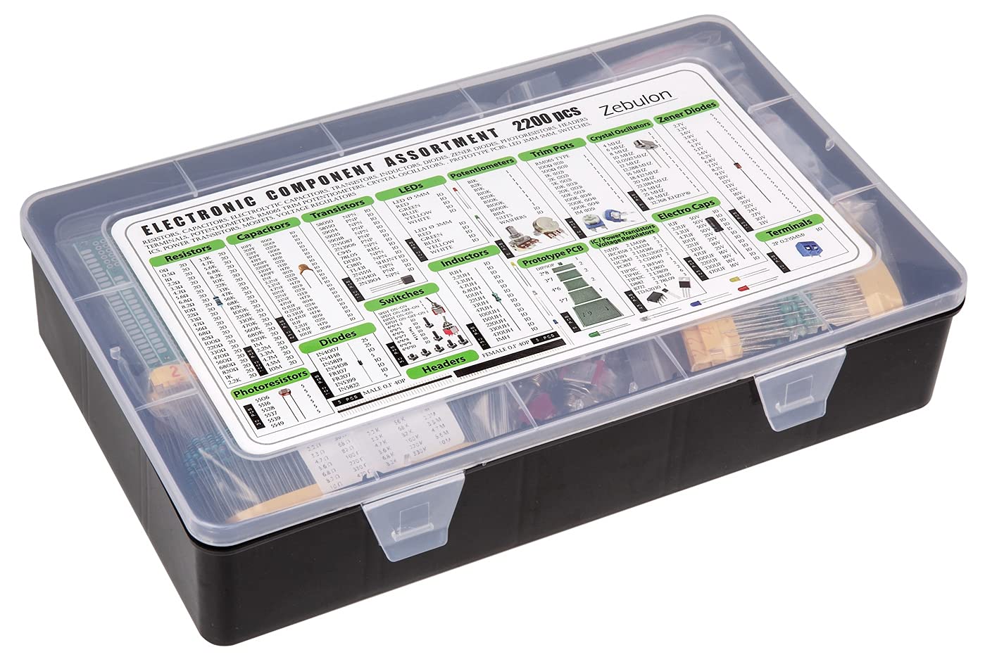 2200 pcs Electronic Component Assortment Kit, Capacitors, Resistors, Transistors, Inductors, Diodes, Potentiometer, IC, LED and PCB - Image 6