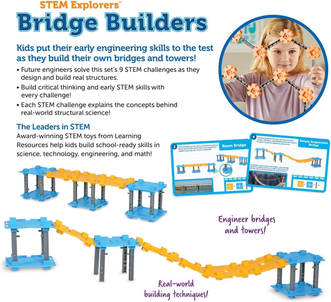 Learning Resources STEM Explorers Bridge Builders - Building Science Toys, Fine Motor Skills, Toddler Explorer Kit, Gifts for Boys and Girls - Image 4