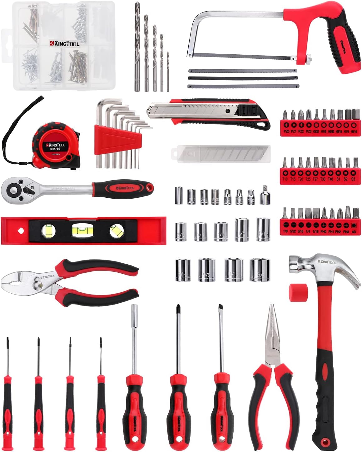 KingTool Home Repair Tool Kit - 226 Piece General Home/Auto Repair Tool Set, General Mechanic Tool Set, General Household Tool Kit, Perfect for Homeowner, Diyer, Handyman - Image 3