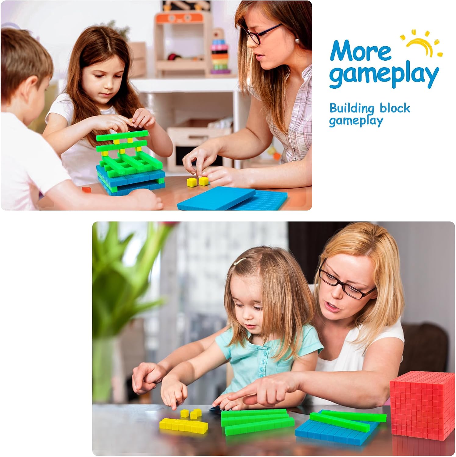 Math Manipulatives for Kids Aged 3+.Base Ten Blocks with Place Value Chart - Plastic Math Cubes to Help Educate Kindergarten Teachers.133 PCS - Image 7