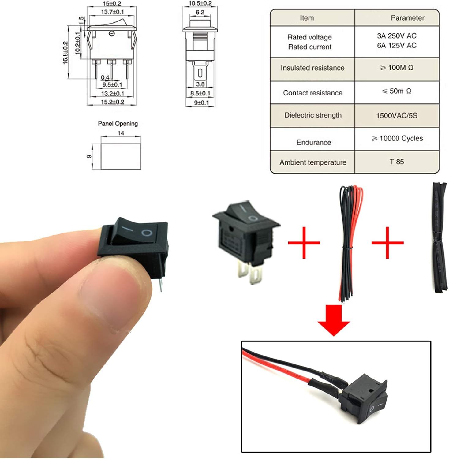 EUDAX 6 Set Rectangular Mini Electric 1.5-3V 24000RPM DC Motor with 84 Pcs Plastic Gears,Electronic Wire, 2 x AA Battery Holder,Boat Rocker Switch,Shaft Propeller for DIY Science Projects - Image 7