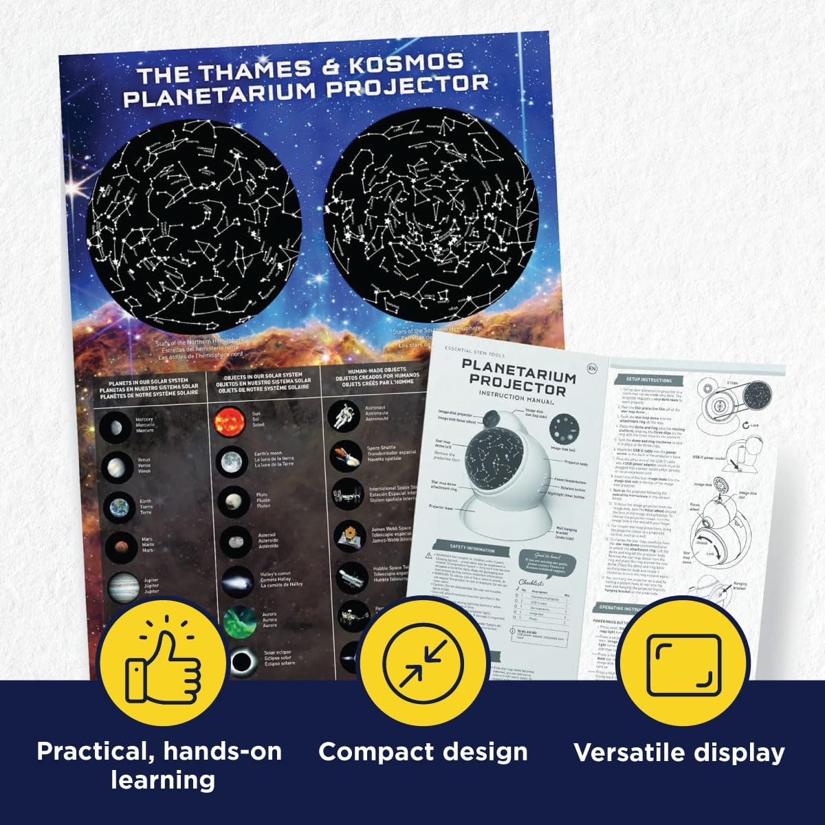 The Thames & Kosmos Planetarium Projector Essential STEM Tool | Illuminate Your Room as a Planetarium Theater | Dual Projector Casts Star Maps & Space-Themed Images from the James Webb Space Telescope - Image 7