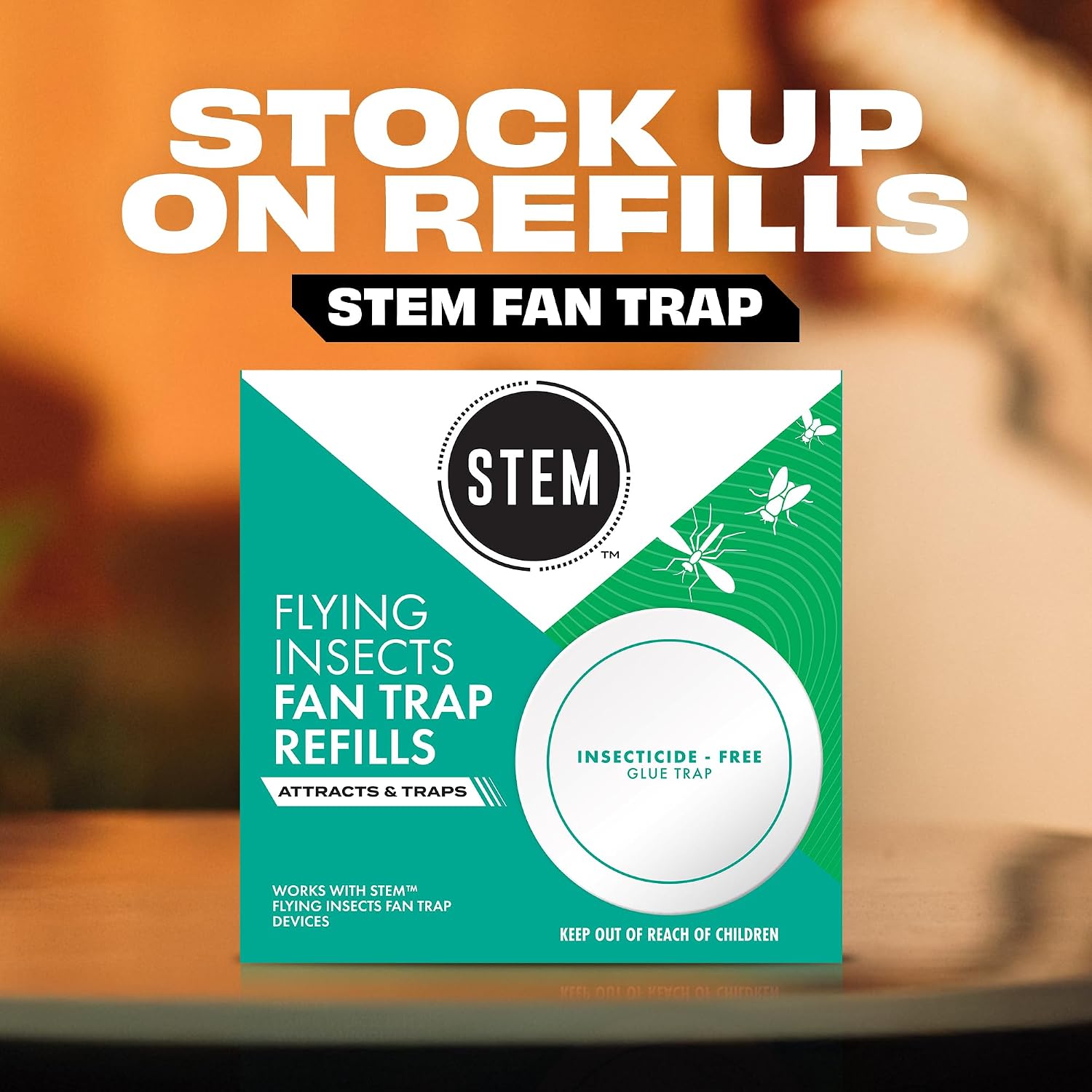 STEM Flying Insect Fan Trap for Indoor Bug Control, Attracts Mosquitoes, Fruit Flies, and House Flies, Plug-in Fan with UV Light, Starter Kit Includes 1 Device and 10 Glue Traps - Image 8