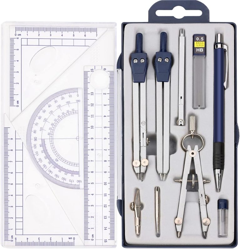 13 Pcs Compass and Protractors Set Math Compass Geometry Tools with Box