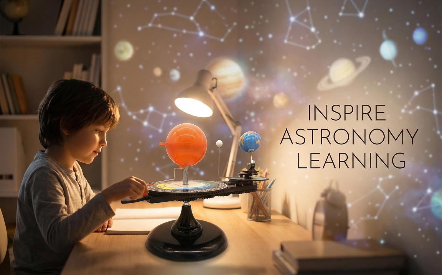 English Solar System Sun Earth Moon Orbital Model, Educational Planetarium Project Kit for Science Astronomy Teaching, Earth Moon Sun Rotation Model for Kids - Image 3