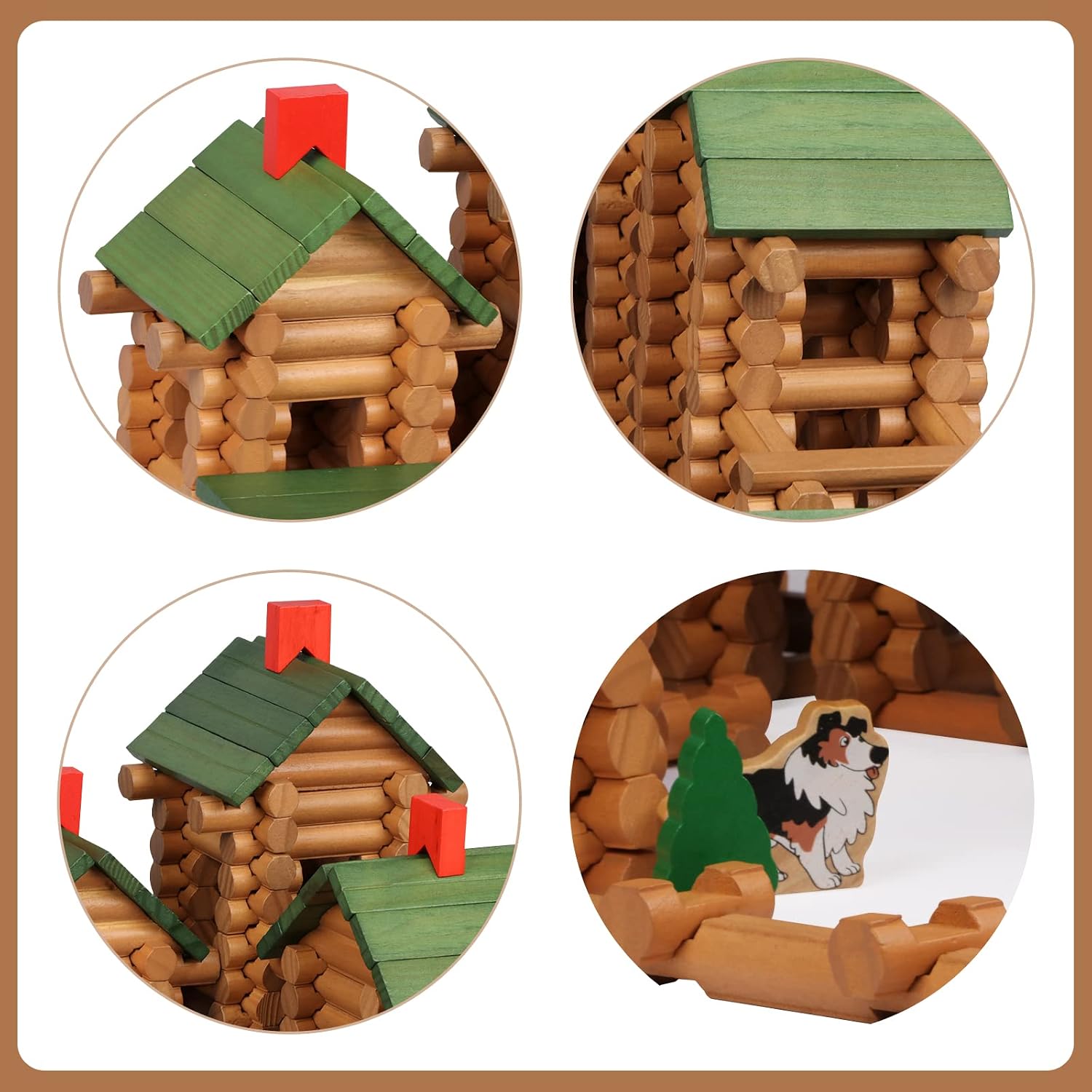Wondertoys 530 Pcs Wooden Logs Set Ages 3+, Classic Building Log Toys for Kids, Creative Construction Engineering Educational Gifts - Image 4