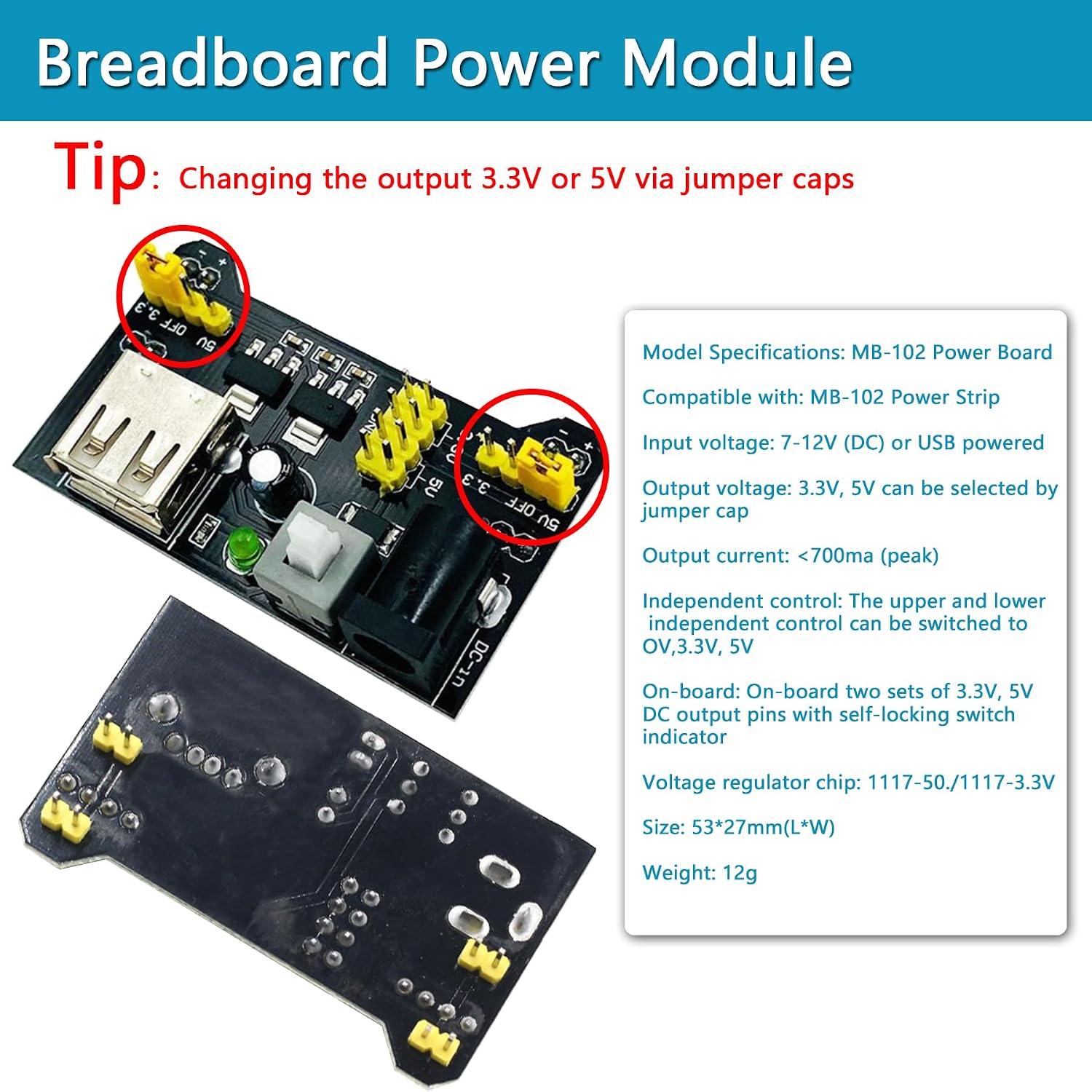 Upgraded Electronics Component Fun Kit Power Supply Module, Jumper Wire, 830 Breadboard, LED,Capacitor,Diode,Resistor,Transistor,Compatible Raspberry Pi, STM32 - Image 4