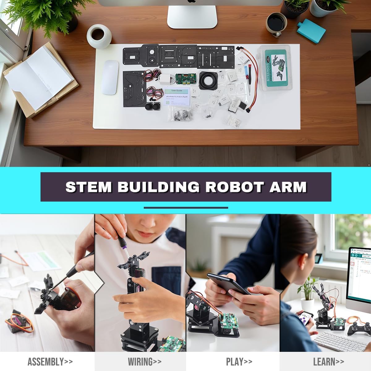 Smart Robot Arm for Arduino & MicroPython ESP32 4DOF Programmable Robotic Arm Building Kit with Joystick/Web App Control for STEAM Education, Motion Recording & Loop Playback - Image 6