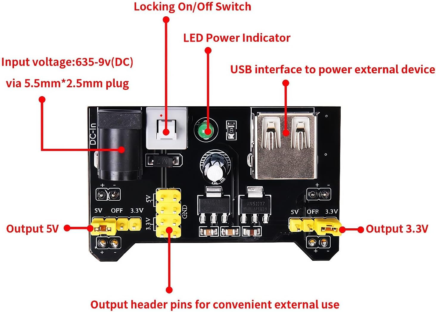REXQualis Electronics Basic Kit w/Power Supply Module, Breadboard, Jumper Wire, LED,Resistor, comes with more than 300pcs sensors and components for fun and simple electronic projects. - Image 4