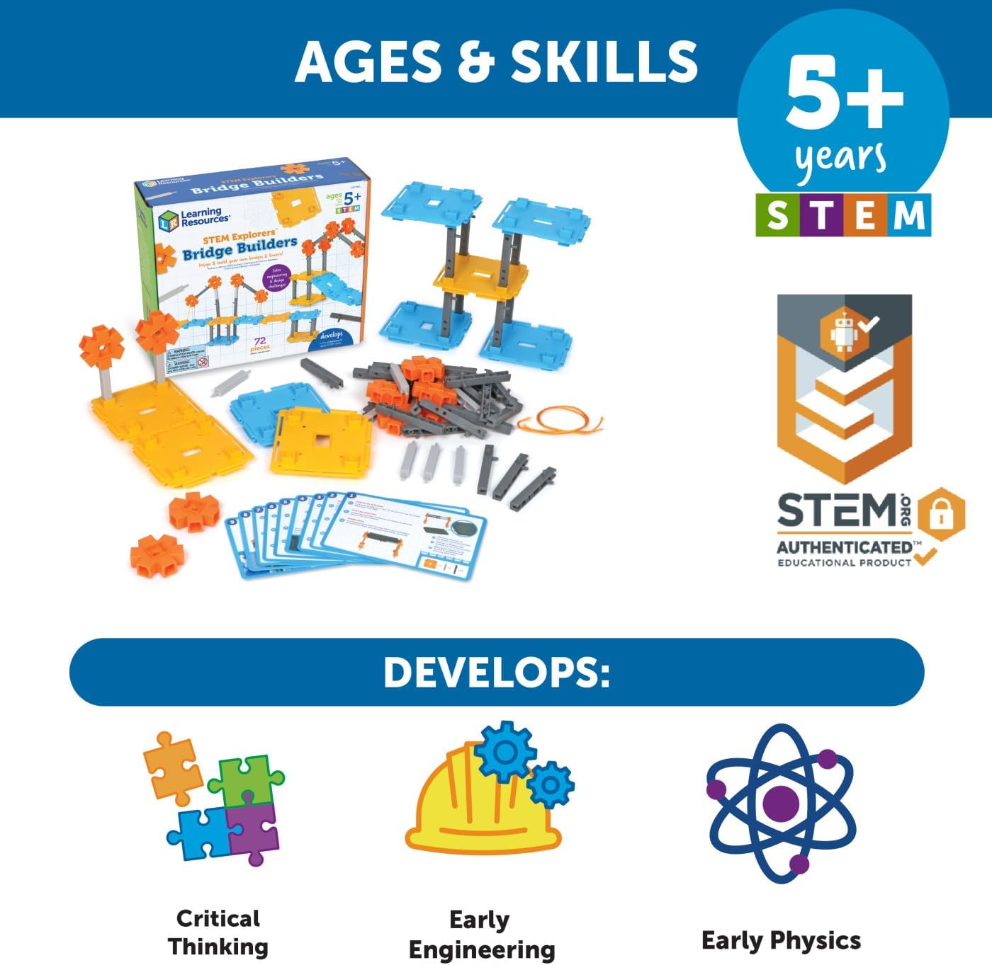 Learning Resources STEM Explorers Bridge Builders - Building Science Toys, Fine Motor Skills, Toddler Explorer Kit, Gifts for Boys and Girls - Image 5