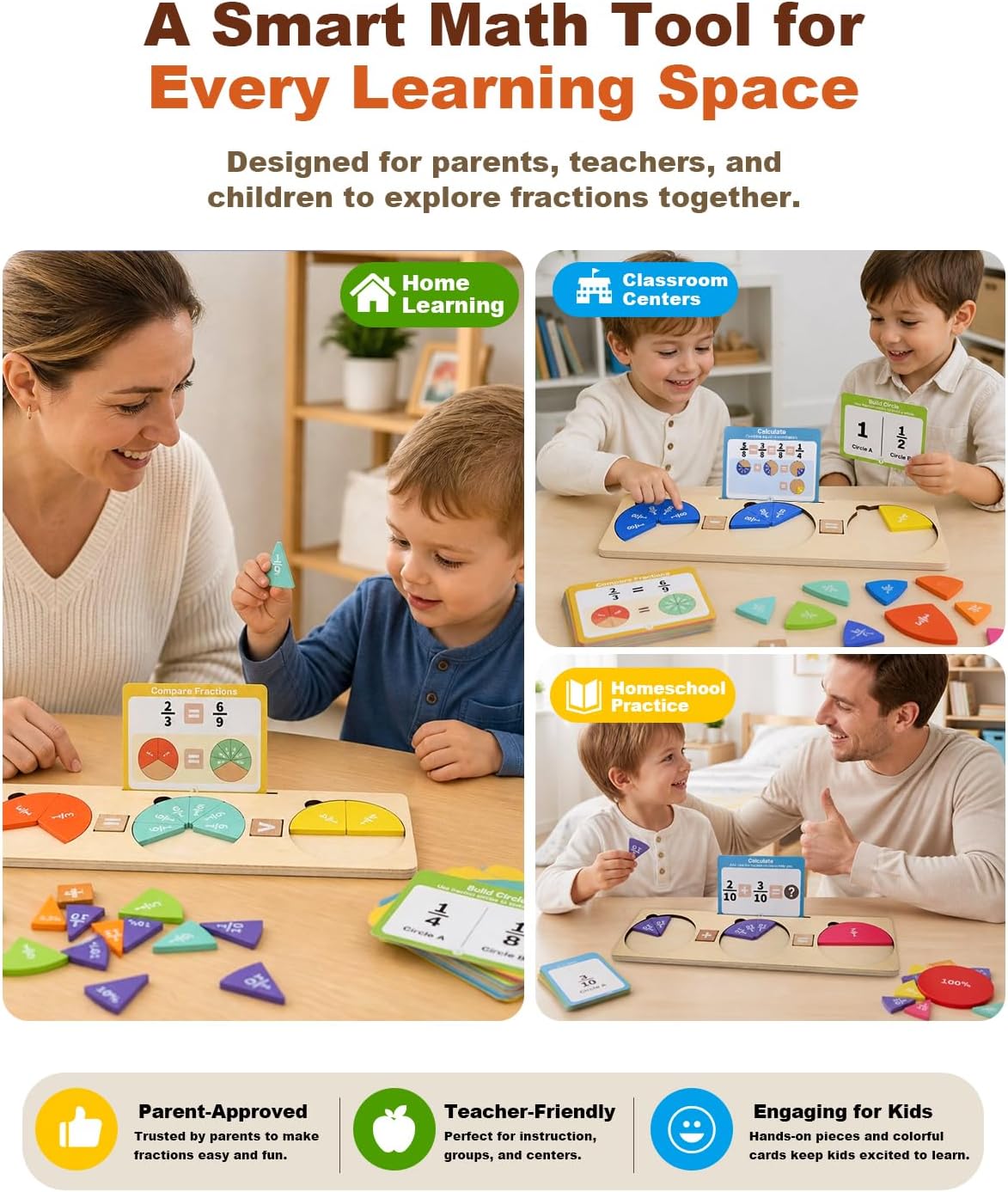 Fraction Manipulatives Set, Fraction Wooden Tiles & Fraction Circles Set - Image 6