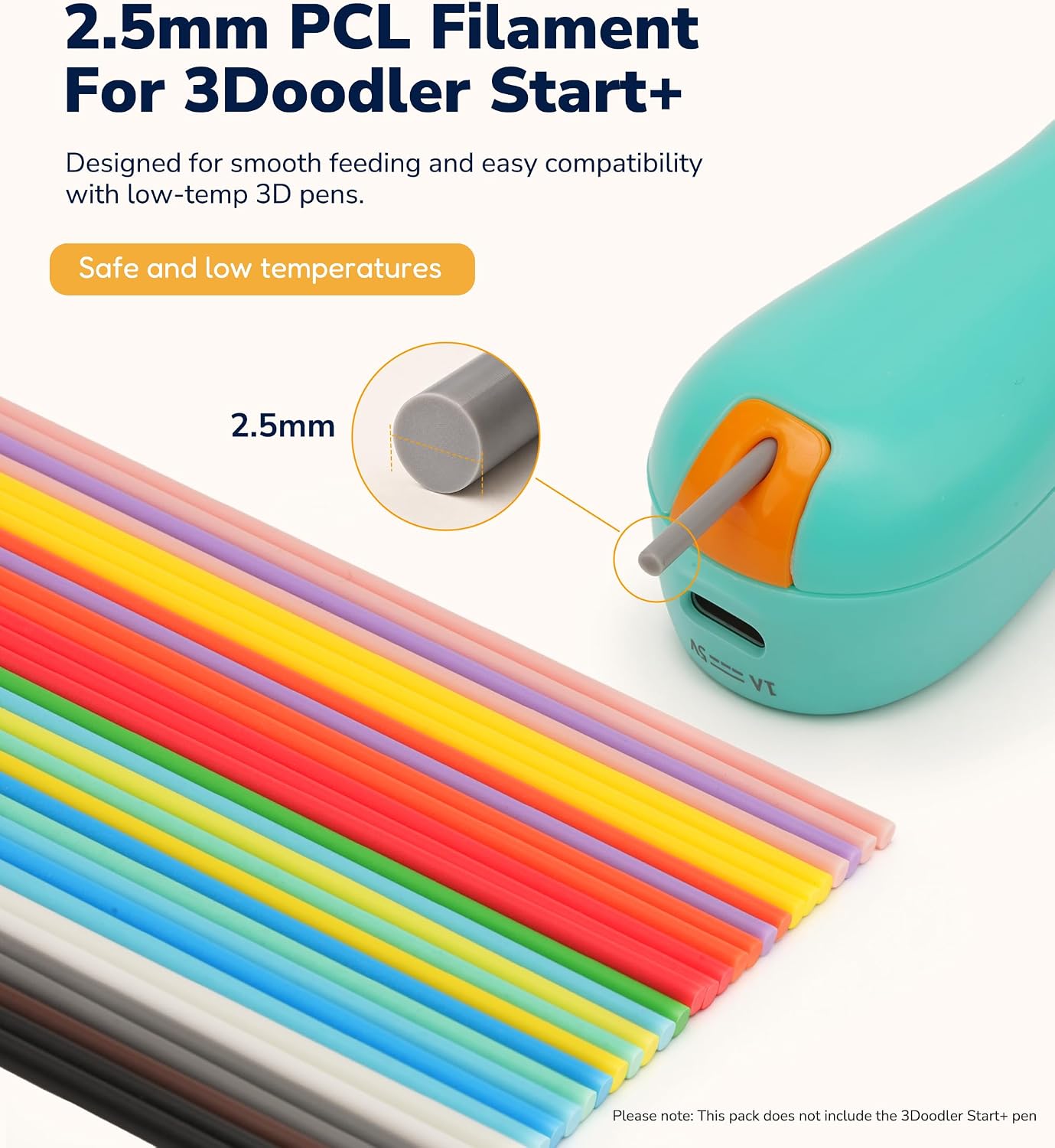 3D Pen Filament Compatible with 3Doodler Start+,2.5mm PCL Refills Pack - Image 3