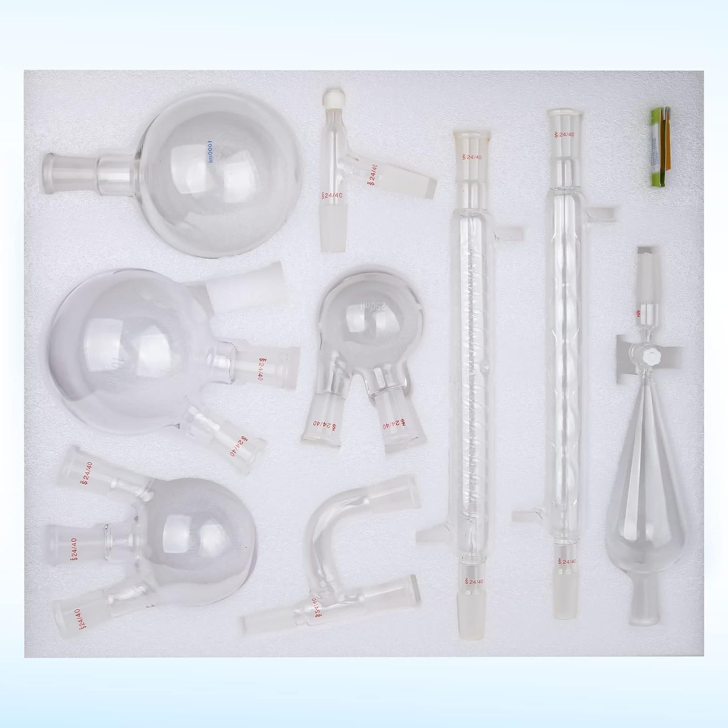 Chemistry Glassware Set - 32PCS Laboratory Glassware Kit with 24/40 Joint 1000ml Essential Oil Lab Distillation Apparatus Kit - Image 7