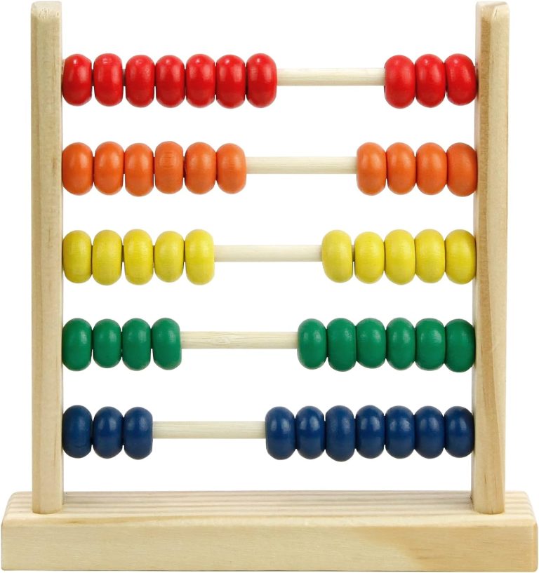Sealive Wooden Abacus for Kids Math - 50 Beads Counting Toy, Color Counters