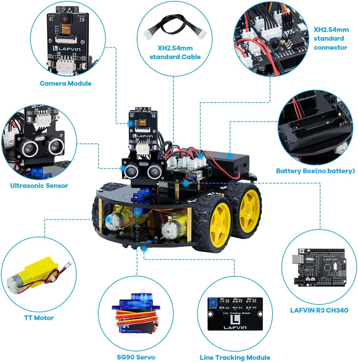 LAFVIN R3 Camera Smart Robot Car Kit for Arduino Robotics with Tutorial - Image 2