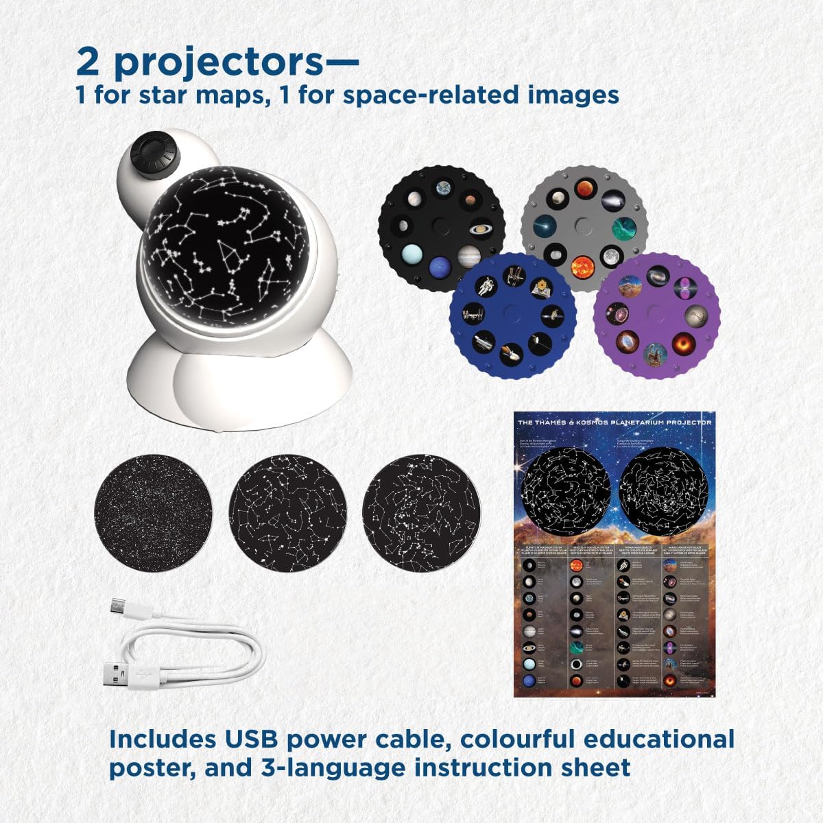 The Thames & Kosmos Planetarium Projector Essential STEM Tool | Illuminate Your Room as a Planetarium Theater | Dual Projector Casts Star Maps & Space-Themed Images from the James Webb Space Telescope - Image 4