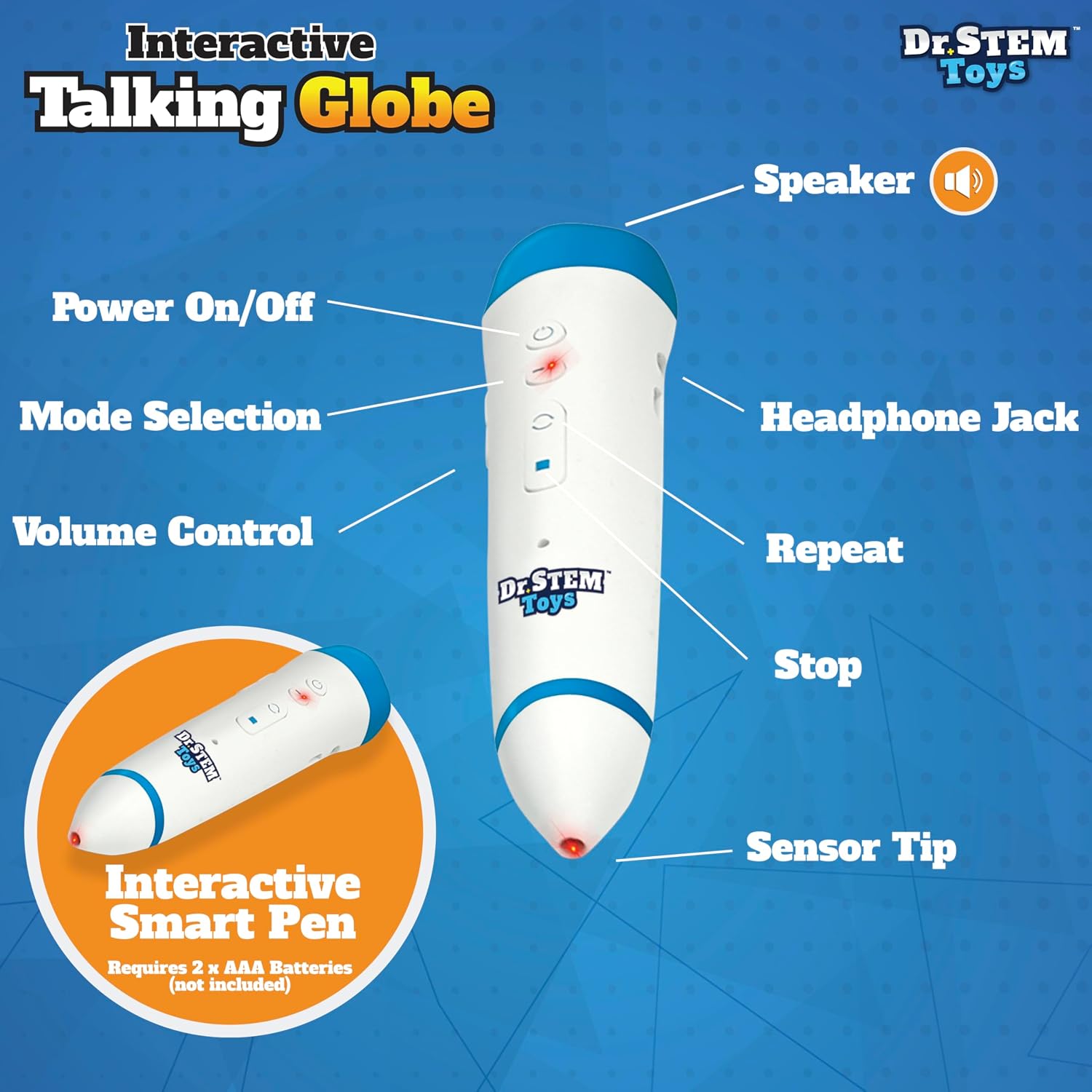 Dr. STEM Toys Interactive Talking Globe with Smart Pen, Game Panel, 300+ Geographic Quiz Questions, Touch & Learn, Music, and More - Educational Toy for Kids Ages 6+ - Image 9