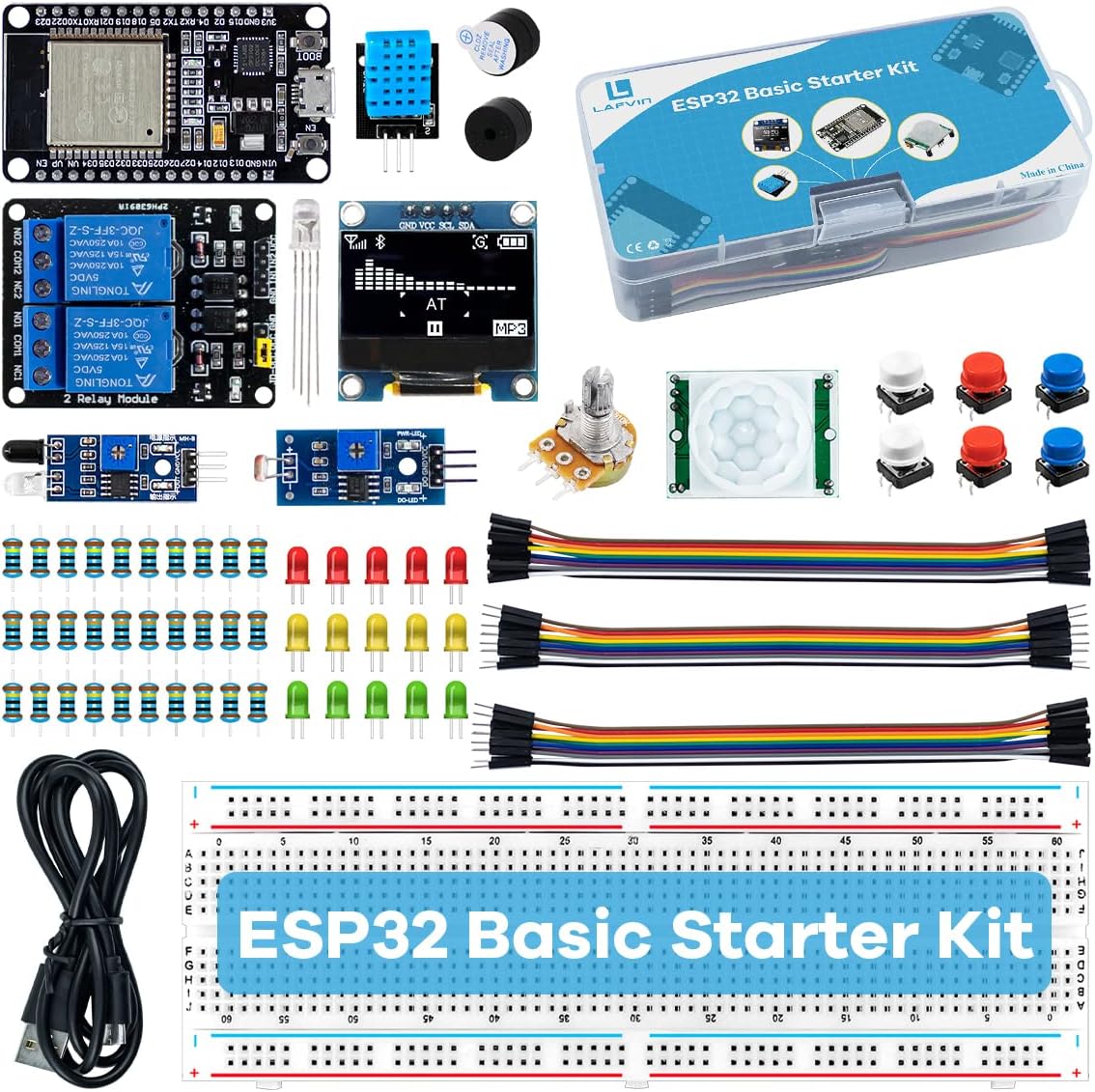 LAFVIN Basic Starter Kit for ESP32 ESP-32S WiFi IoT Development Board with Tutorial Compatible with Arduino IDE
