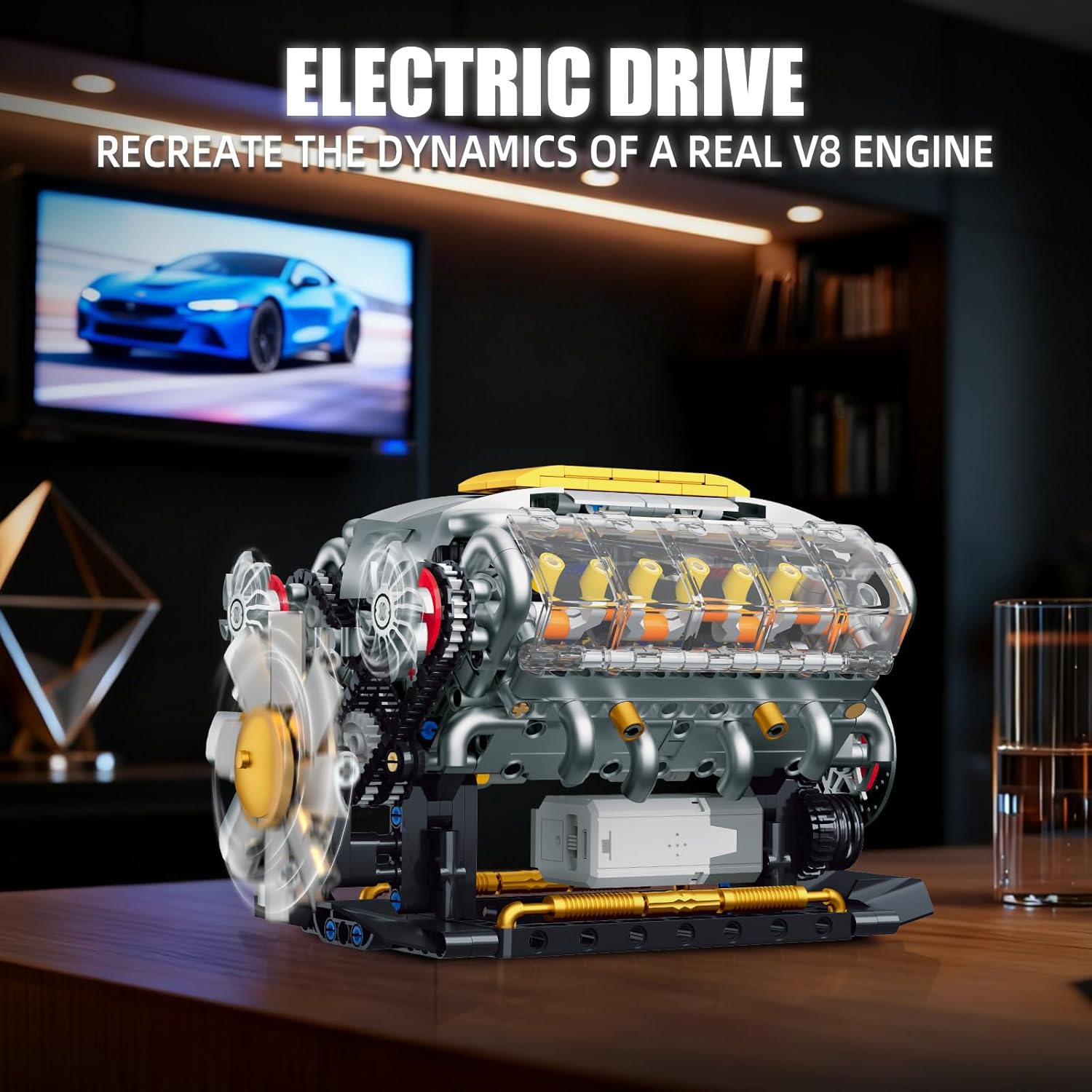 V8 Engine Model Kit that Runs, Build Your Own Mini Visible Car Motor, Physical Science Experiment Building Set for Adults & Teens, STEM Toy Gift for Boys 14+ (703 PCS) - Image 2
