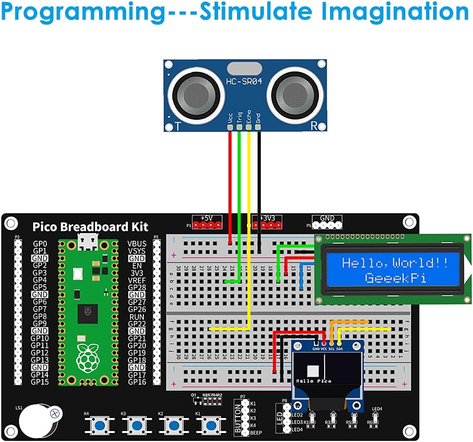 GeeekPi Micro Python Programing Kit for Raspberry Pi Pico, Breadboard, I2C 1602 LCD Display Module for Raspberry Pi Beginners & Software Engineer - Image 7