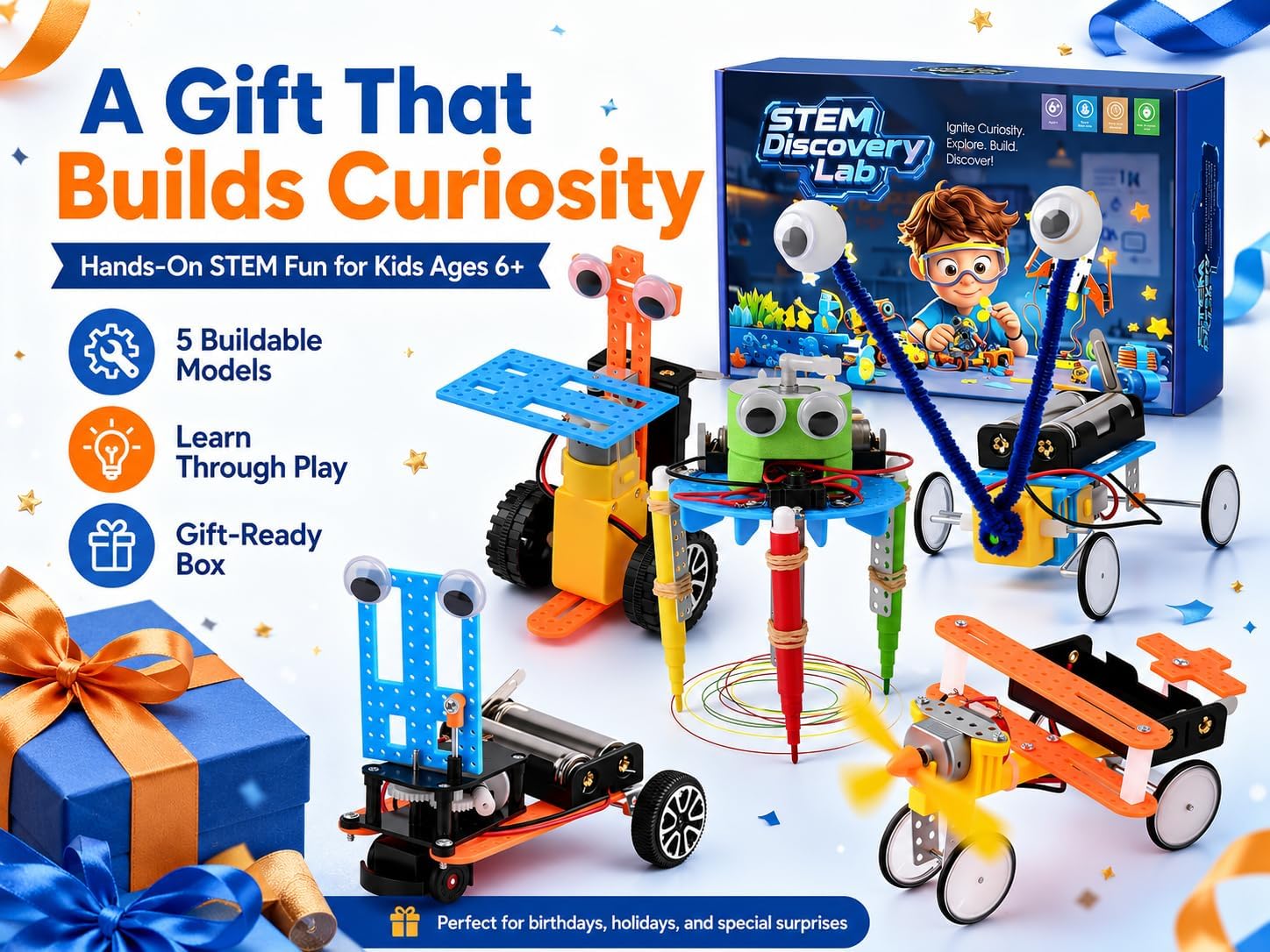 STEM Kits for Kids Ages 6-12, 5-in-1 Robot Building Science Kit for Boys Girls, DIY Robotics Engineering Projects, Educational STEM Toys, Birthday for Kids Age 6 7 8 9 10 11 12 - Image 2