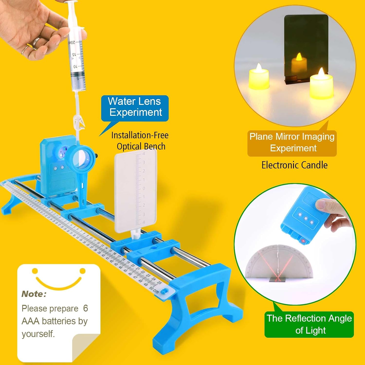 Physics Optics Experiment Kit for Lab - Light Refraction/Reflection, Convex Lens, Pinhole Imaging & Light Primary Colors Exploration Science Educational Set for Hands-On Learning - Image 4