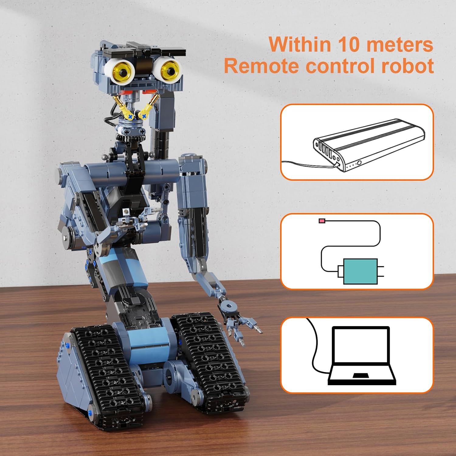 iATOM 1176 Pieces Johnny 5 Robot Building Set with Remote Control - Rechargeable, Gift for Adults Men, STEM Tech Movie Robotic Figure Model Kit - Image 8
