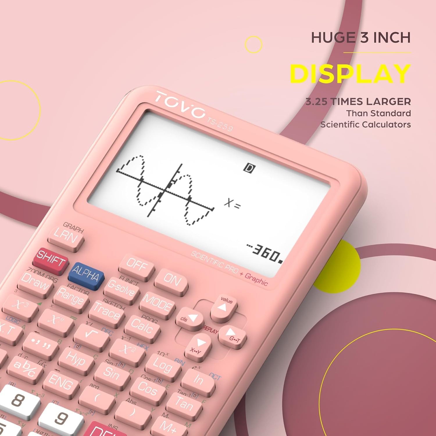 TOVO Scientific Calculator with Graphic Functions, 360+ Functions Graphing Calculator for Students, Large 3" Screen Multi-Mode Scientific Calculators for High School & College, TS-259 - Image 6