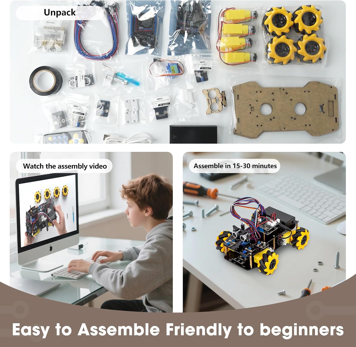 ACEBOTT Robot Kit, Robotics for Kids Ages 8-12 12-16, STEM Toys for Boys with Remote & App Control, Arduino & Scratch Compatible, Science Kits for Kids Age 8-12 12-16, for Boys & Girls(Yellow) - Image 2