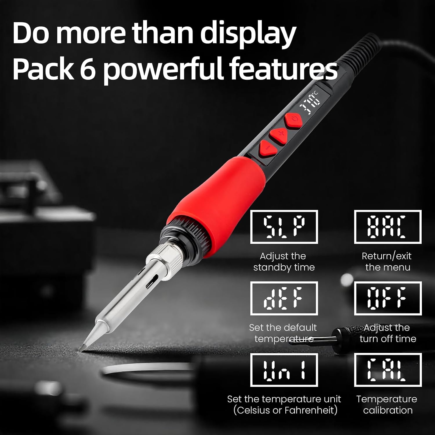 Soldering Iron Kit, 60W LED Display Digital Solder Pen, 5 Replaceable Tips, 21-in-1 Fast Heating with Solder Wire, Stand, Desoldering Pump, for Electronics Repair Hobby DIY 120V US Plug from Plusivo - Image 8