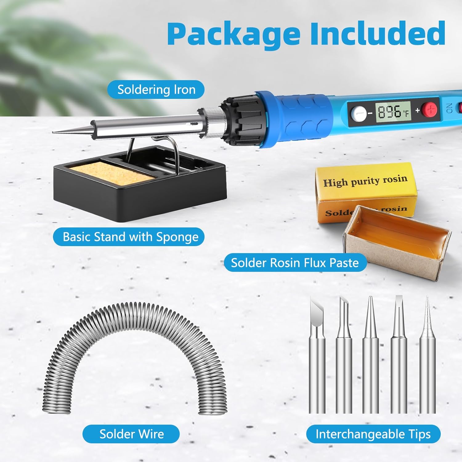 Soldering Iron Kit, 80W 110V LCD Digital Solder Iron Pen with Ceramic Heater, Portable Welding Tools with 5pcs Tips, Stand, Solders Wire, Sponge, Paste, for Metal,Electric Repairs, DIY - Image 5