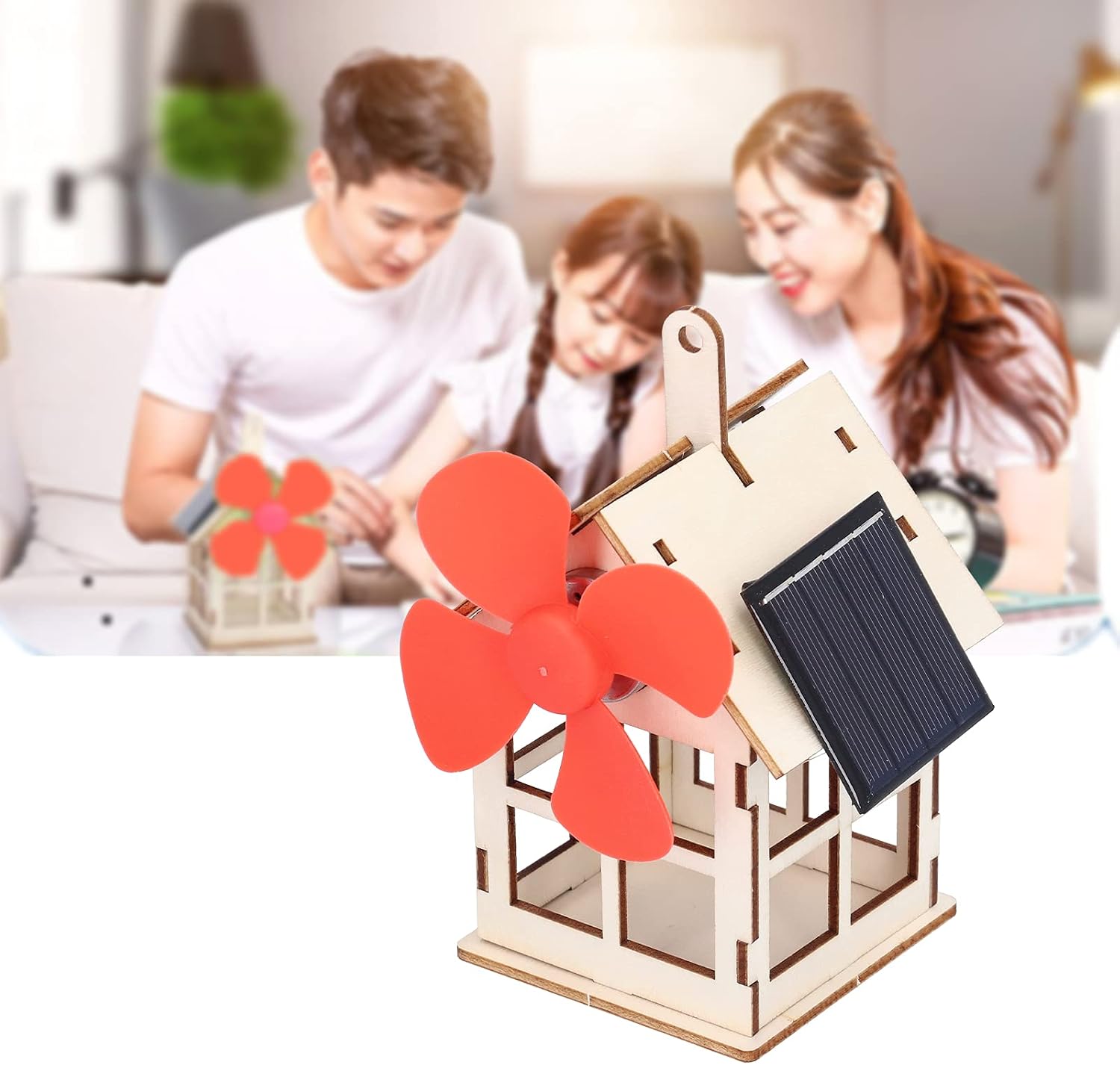 BORDSTRACT Windmill Wooden House Experimental Model, Solar Powered Windmill Cabin DIY Solar Energy Science Educational Assembly Kit - Image 7