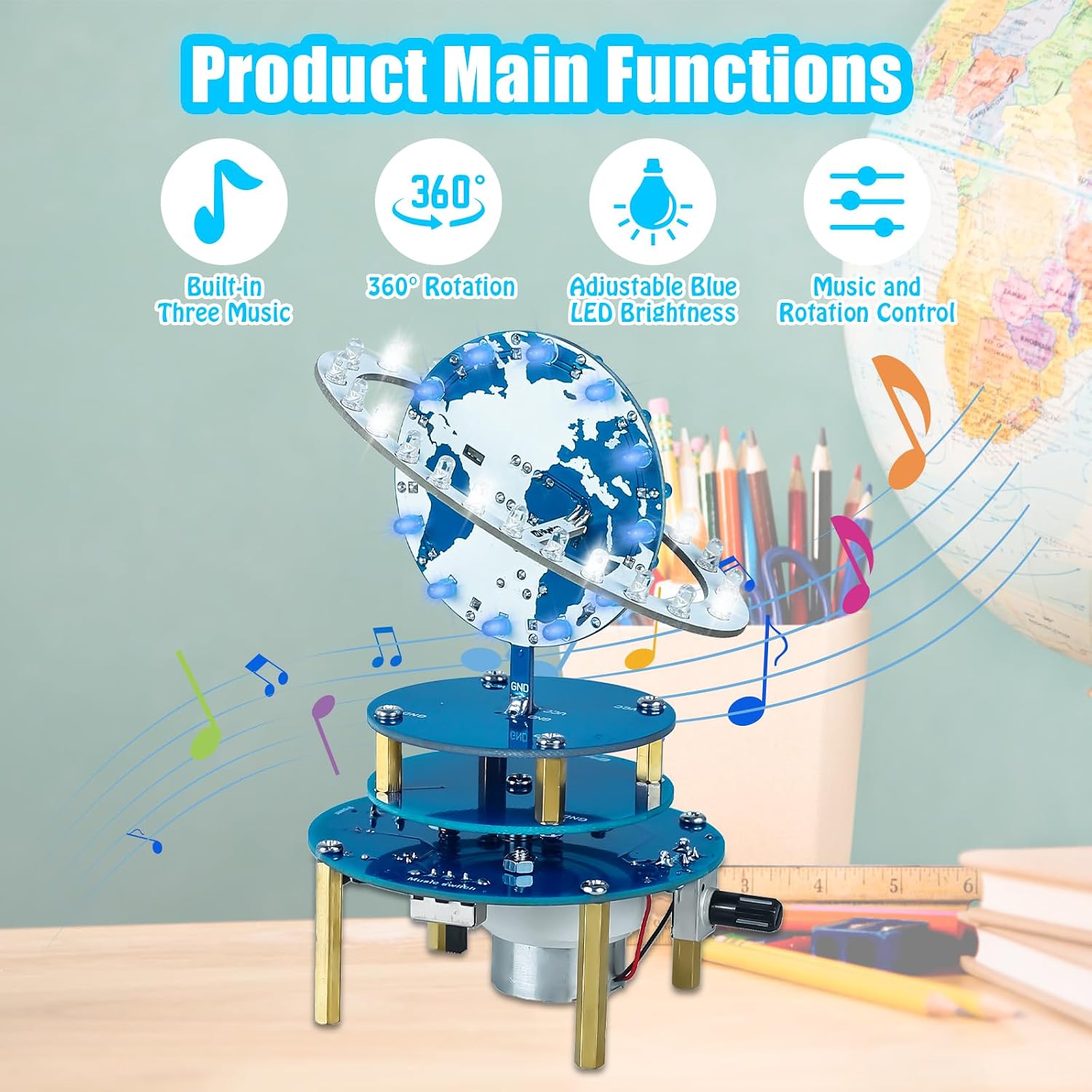 PEMENOL Soldering Project Kit, Rotating Solar System Globe Kit - Image 2