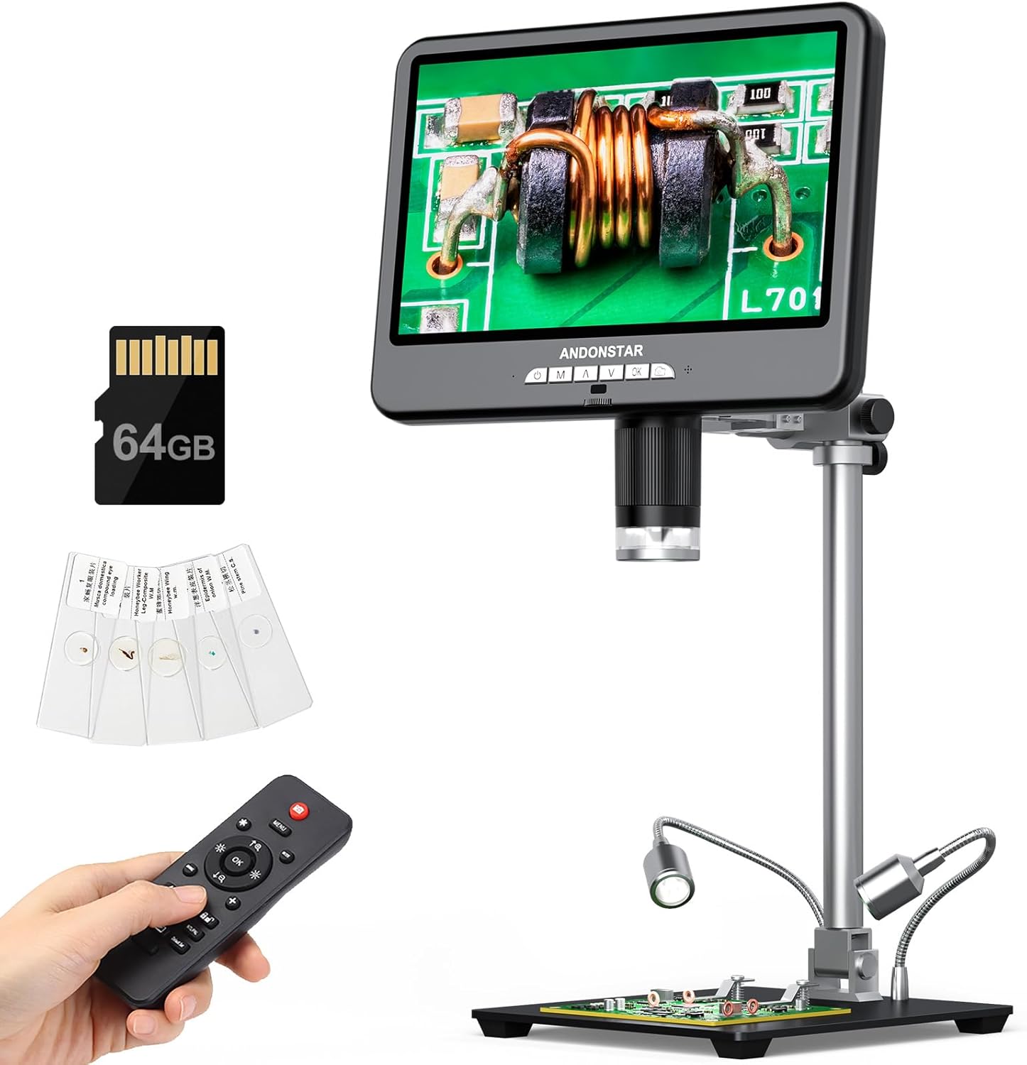 Andonstar 4K 60FPS 10.1" HDMI Digital Microscope for Soldering, Coin