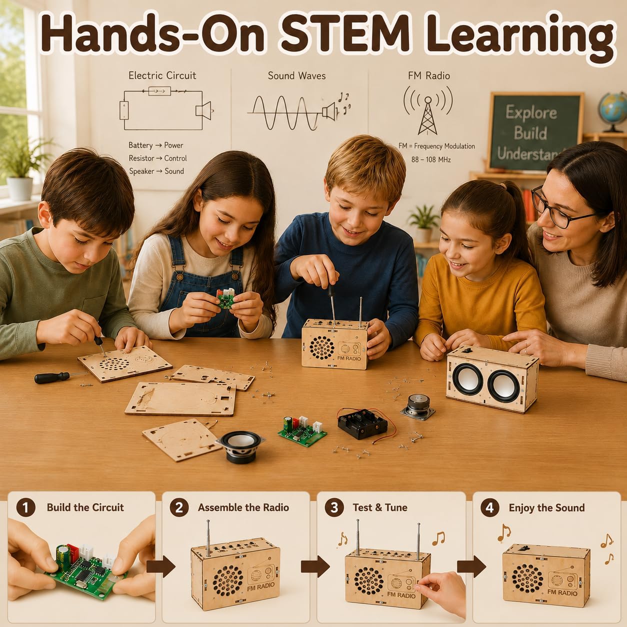 STEM Toys for Ages 8-13 Boys Birthday Gifts for 9 10 11 12 14 15 16 Year Old Kids Teen Building Speaker Radio Science Engineering Kit Circuit DIY Classroom Electronics Project Cool Stuff Gadgets - Image 3