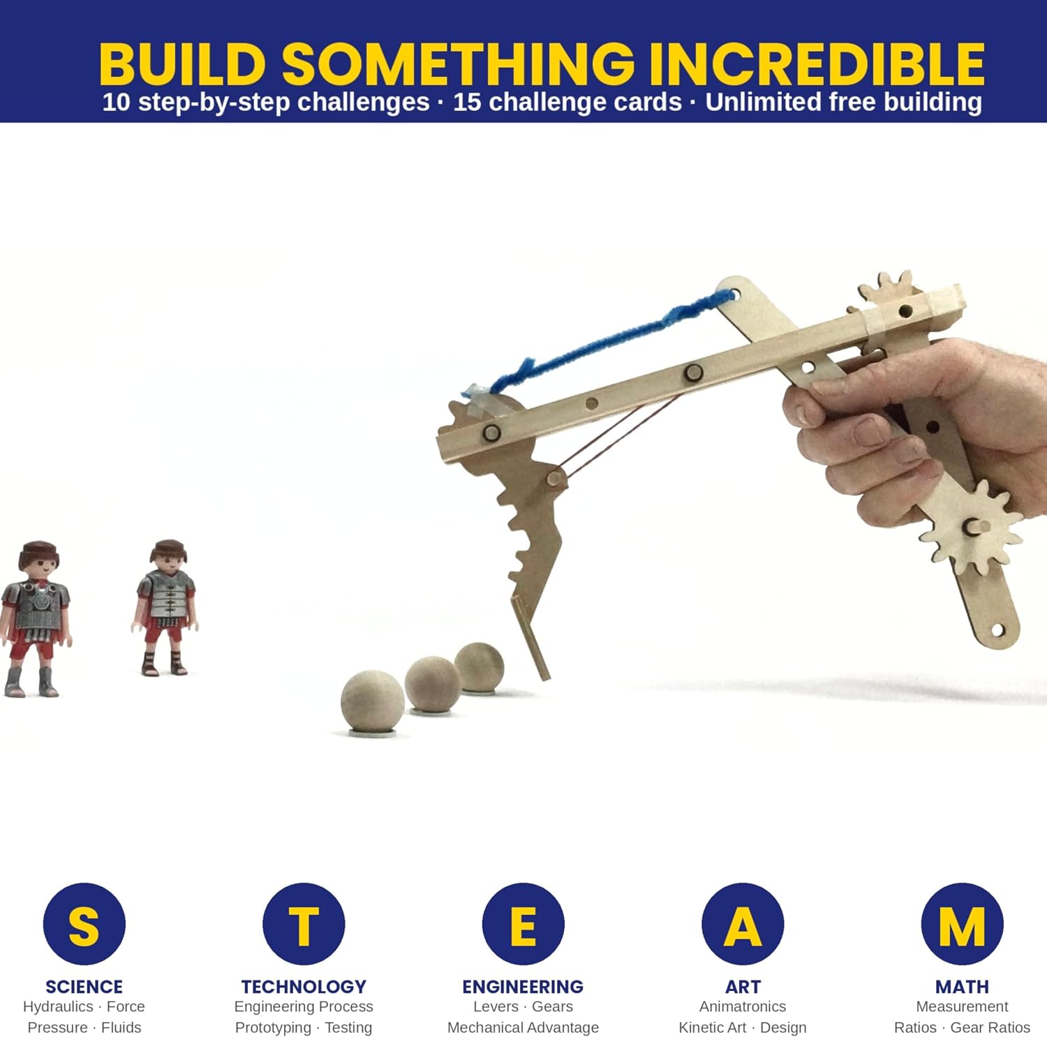 PATHFINDERS Engineering Maker Set — Real Wood STEM Building Kit | Hydraulics, Gears, Levers & Pulleys | 10 Challenges + 15 Challenge Cards | Ages 8+ - Image 6