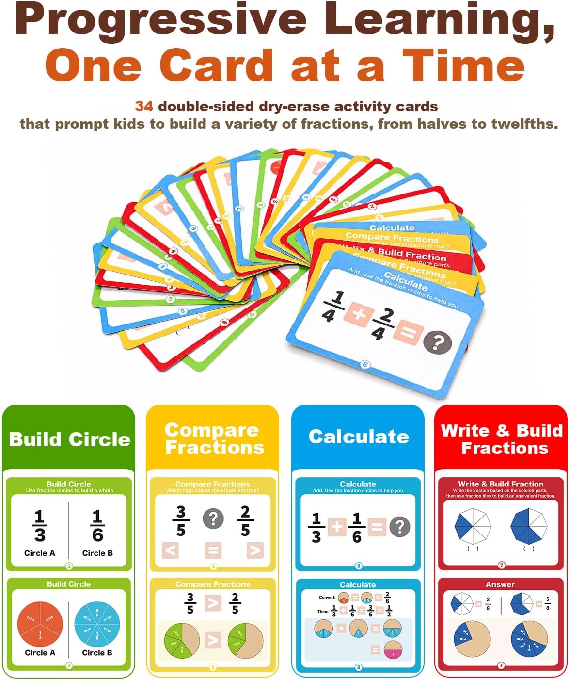 Fraction Manipulatives Set, Fraction Wooden Tiles & Fraction Circles Set - Image 2