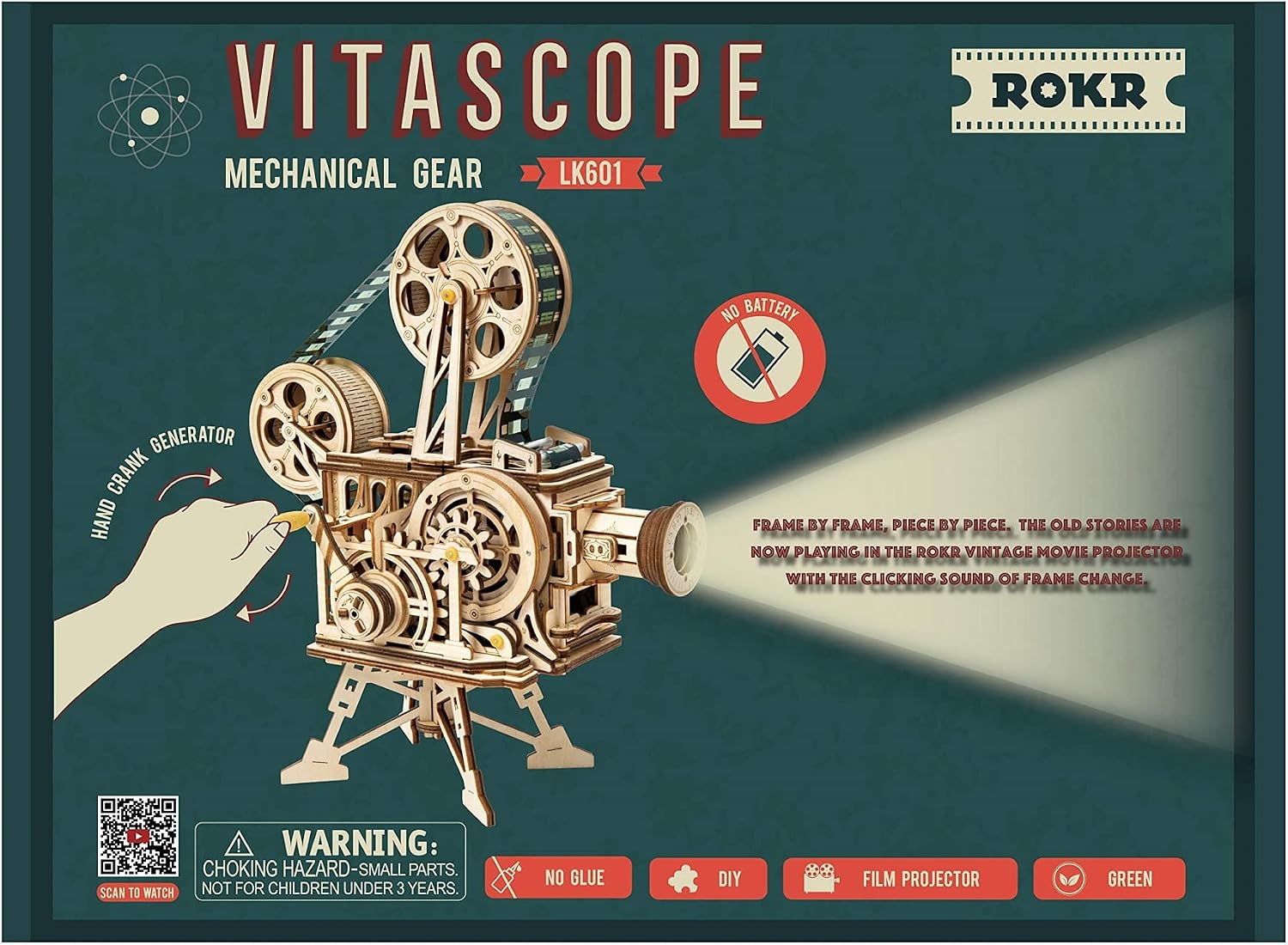 ROKR 3D Wooden Puzzles Vitascope for Adults - Model Building Kits Mechanical Construction for Adults to Build, Educational Brain Teaser DIY Crafts Kits, Halloween Collection Gifts for Men (Vitascope) - Image 9