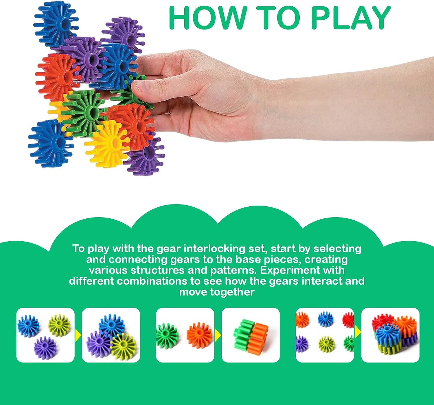 STEM Building Blocks Toys for Kids – Educational and Safe Gear Interlocking Construction Playset – Develop Creativity Preschool Brain Teaser Toys Gift for 3 4 5 Years Old Kids Boys Girls - Image 5