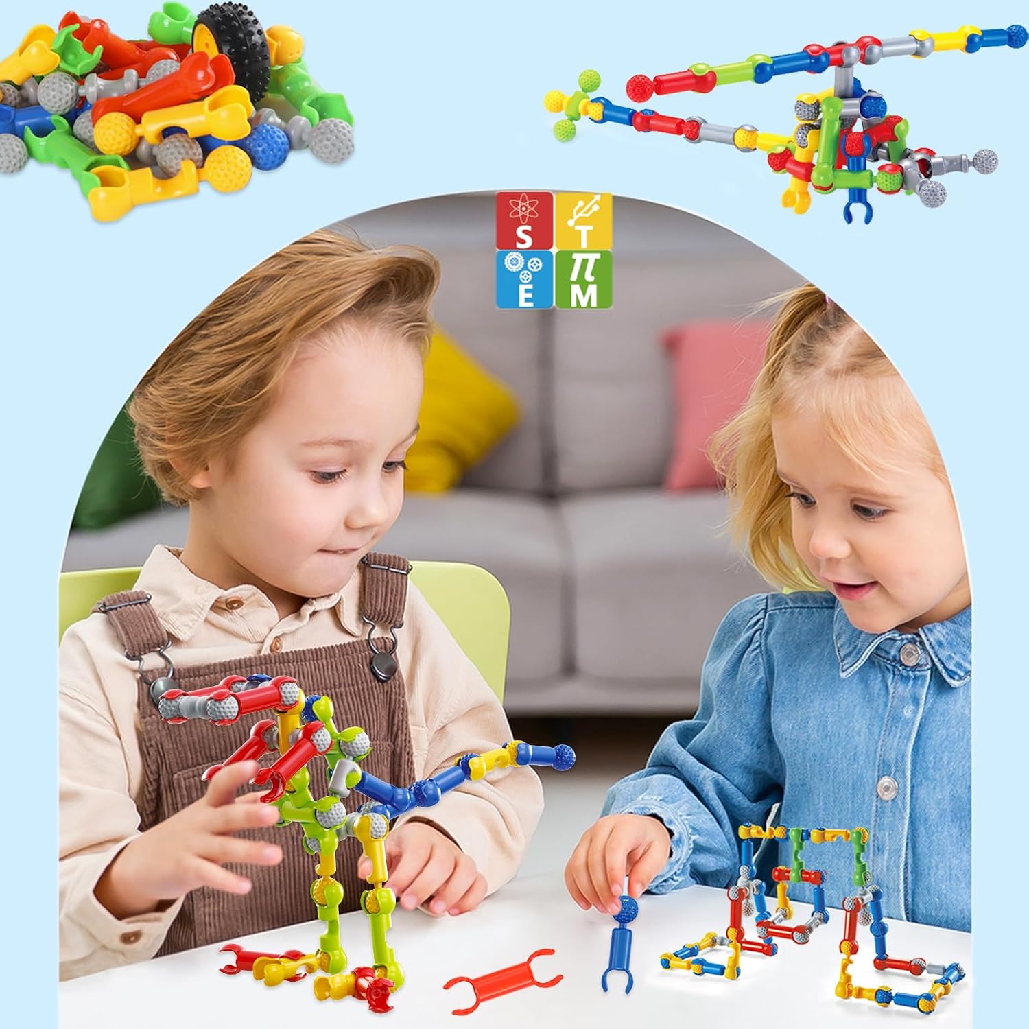 170 Pcs STEM Building Toys for Kids Ages 4-8, Building Blocks Educational Construction Engineering Building Kit for Ages 3 4 5 6 7 8 9 Year Old Creative Kids Games, Christmas Birthday Gifts Boys Girls - Image 6