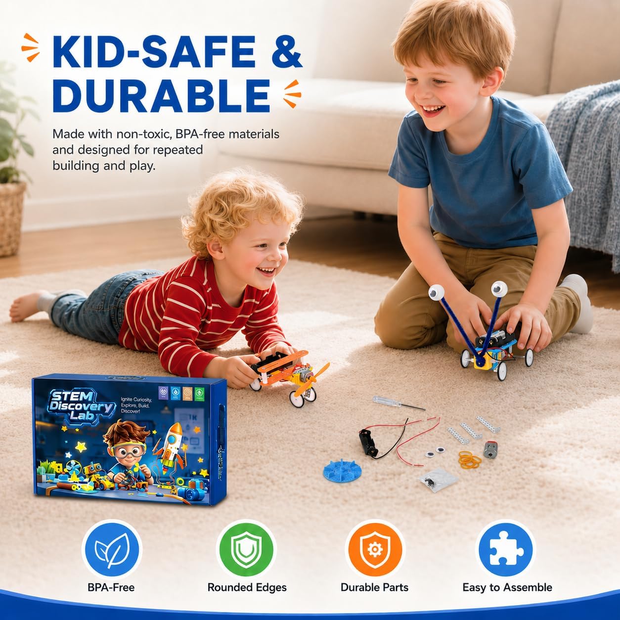 STEM Kits for Kids Ages 6-12, 5-in-1 Robot Building Science Kit for Boys Girls, DIY Robotics Engineering Projects, Educational STEM Toys, Birthday for Kids Age 6 7 8 9 10 11 12 - Image 8