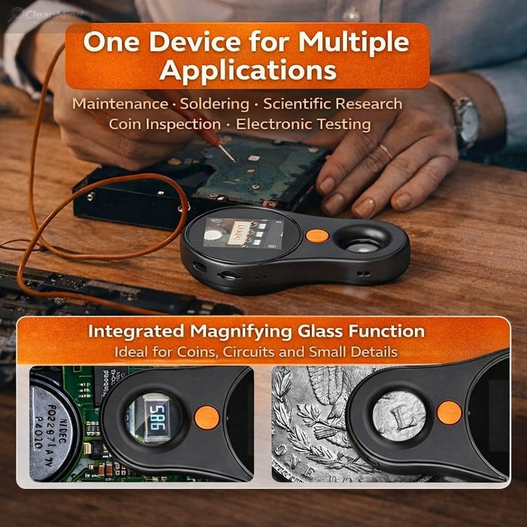 Digital Microscope 500x with 2.0" IPS Screen, Magnifying Glass, Coin Microscope, Trichome Microscope, USB Connection, Ideal for Electronics, Jewelry, Coin Collectors and Kids - Image 7