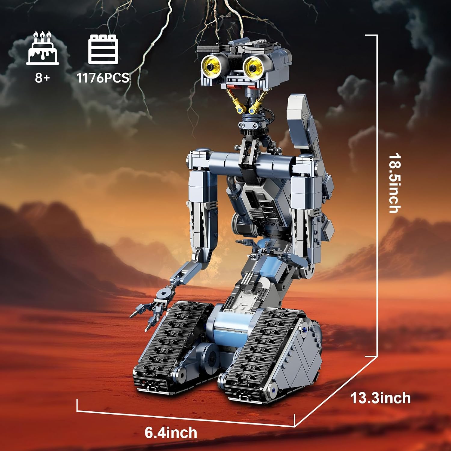 iATOM 1176 Pieces Johnny 5 Robot Building Set with Remote Control - Rechargeable, Gift for Adults Men, STEM Tech Movie Robotic Figure Model Kit - Image 3